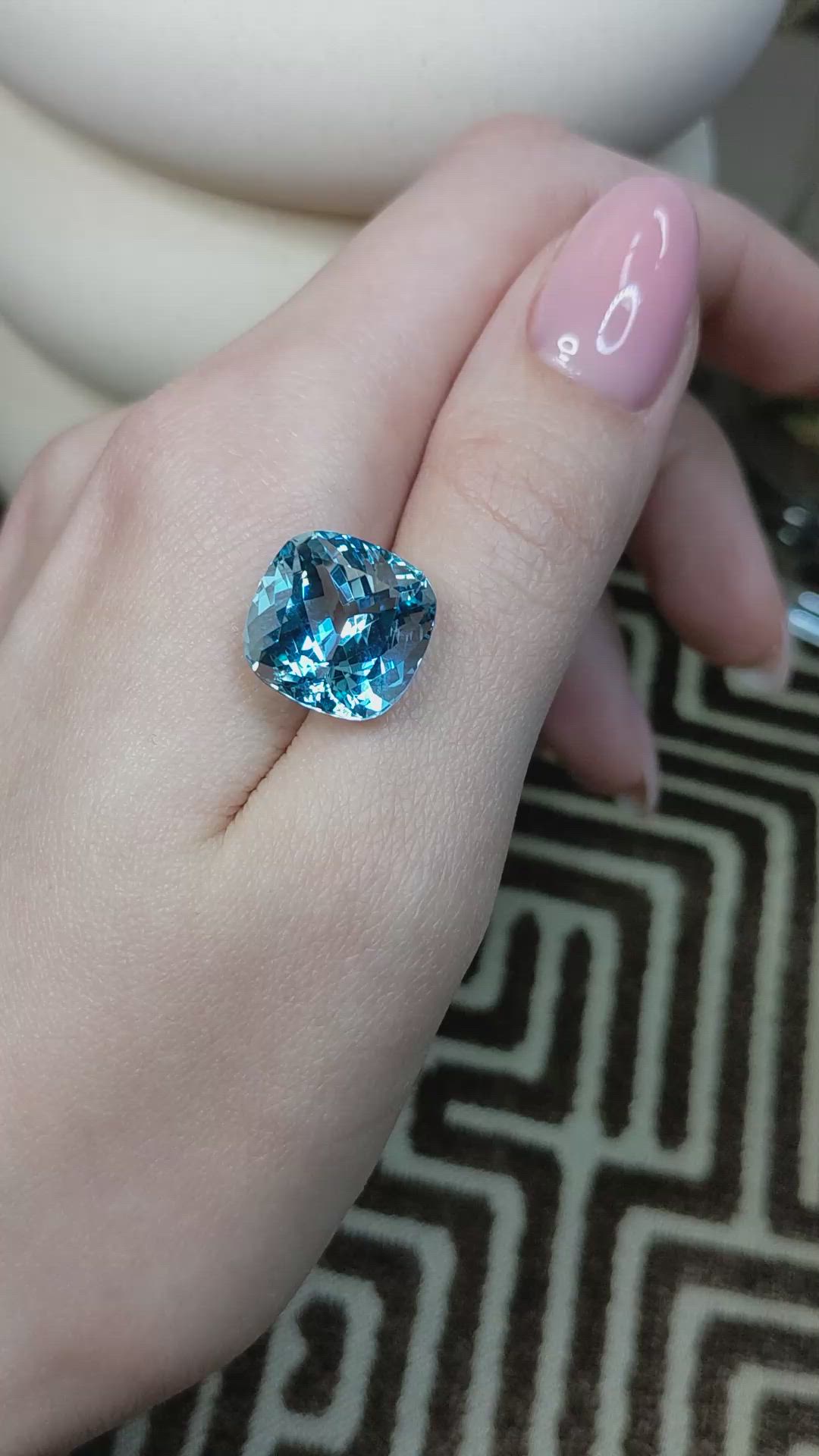 12.36 Ct. Blue Aquamarine Size Video