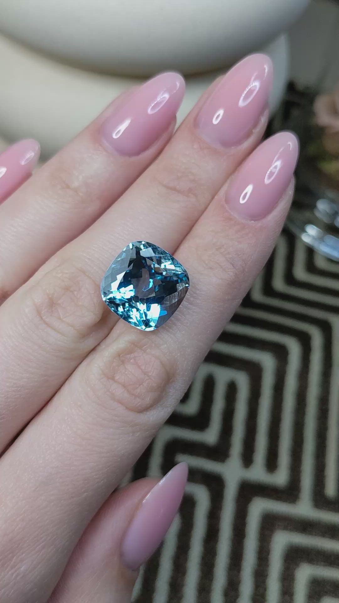 12.36 Ct. Blue Aquamarine Size Video