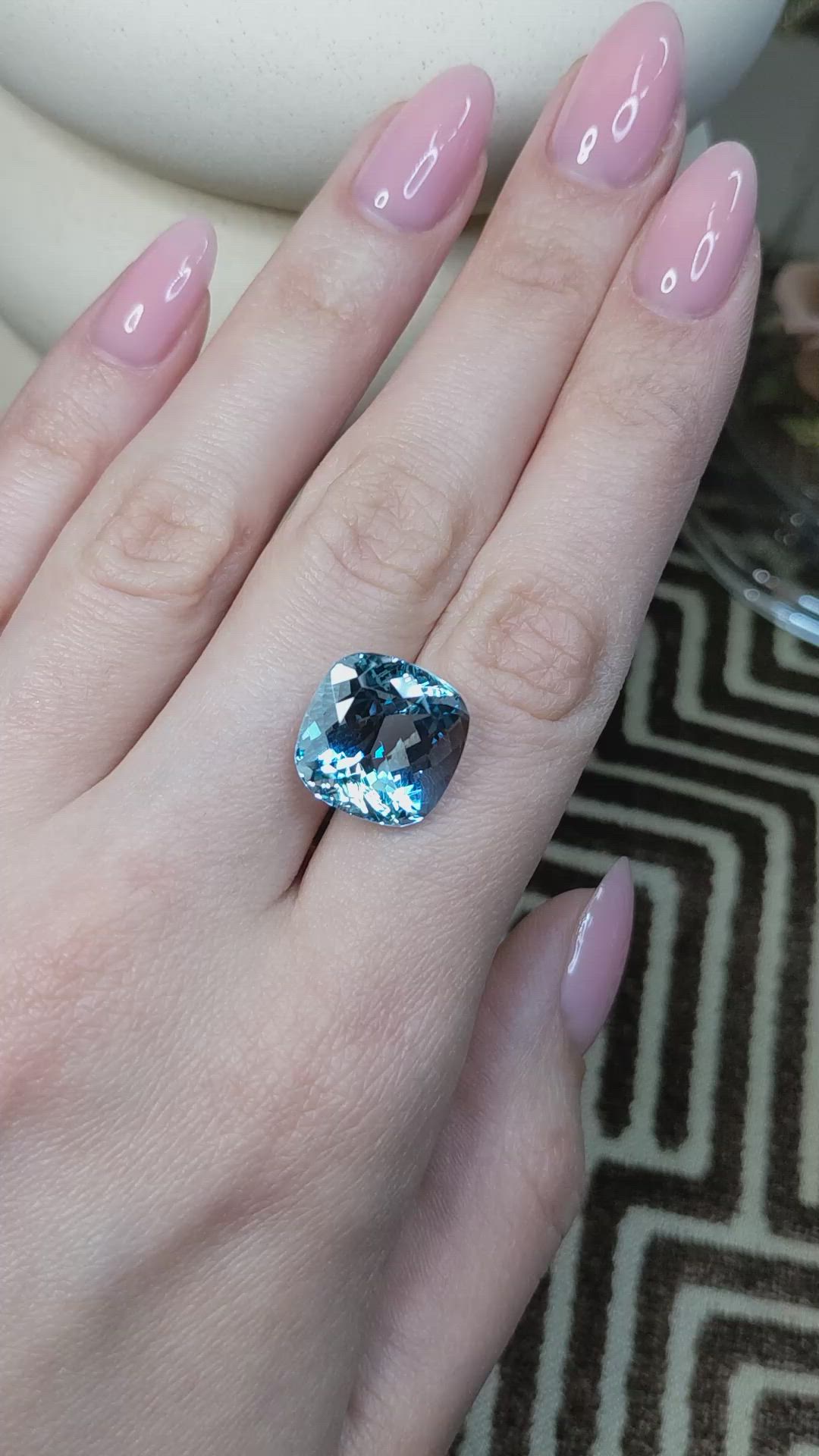 12.36 Ct. Blue Aquamarine Size Video