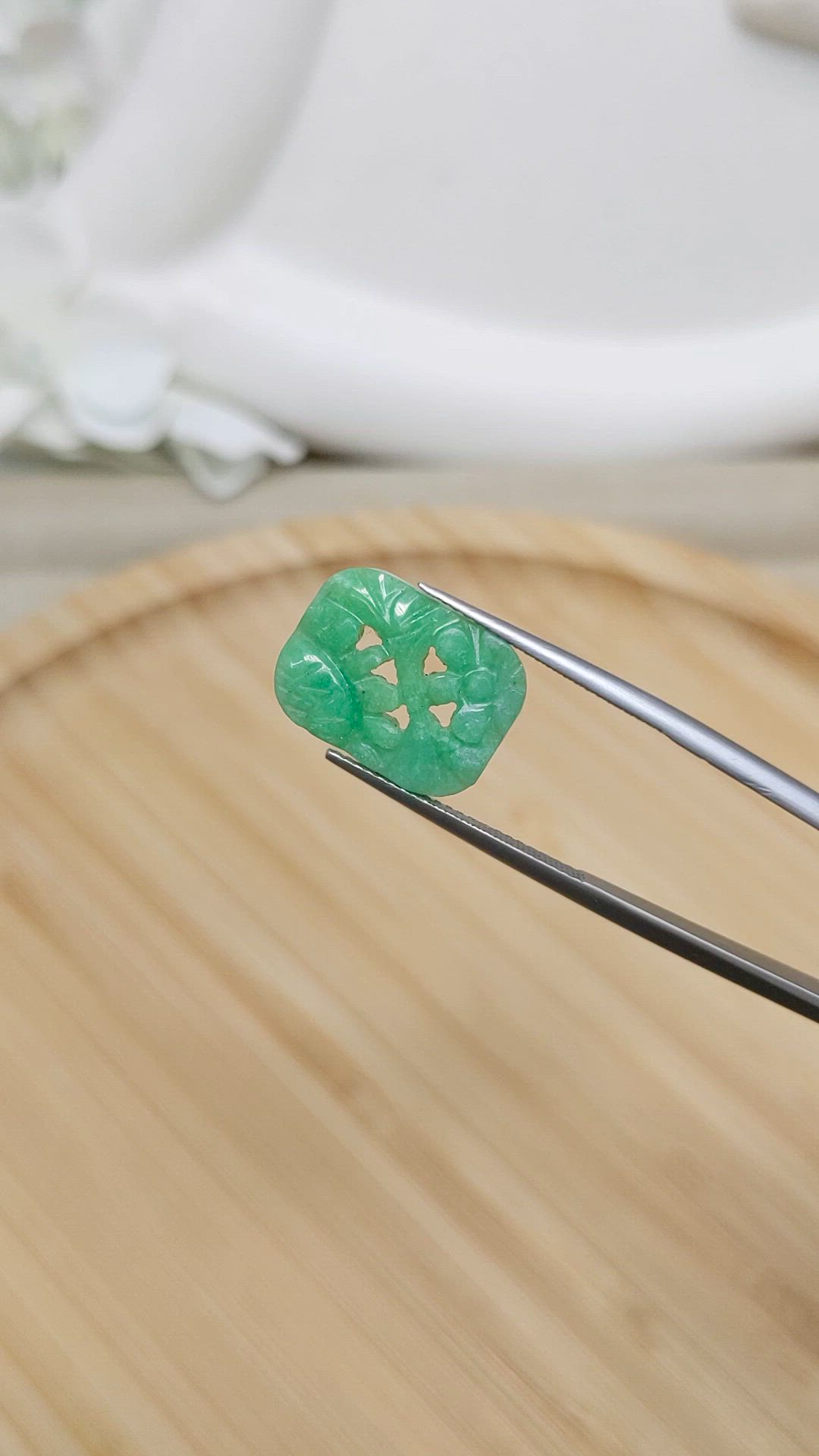 6.36 Ct. Bluish Green Jade from Burma (Myanmar) Size Video