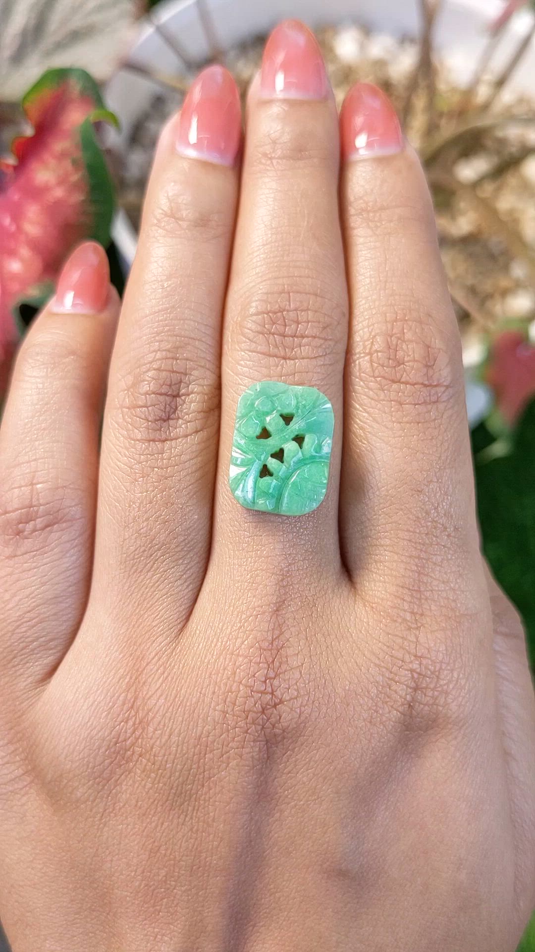 6.36 Ct. Bluish Green Jade from Burma (Myanmar) Size Video