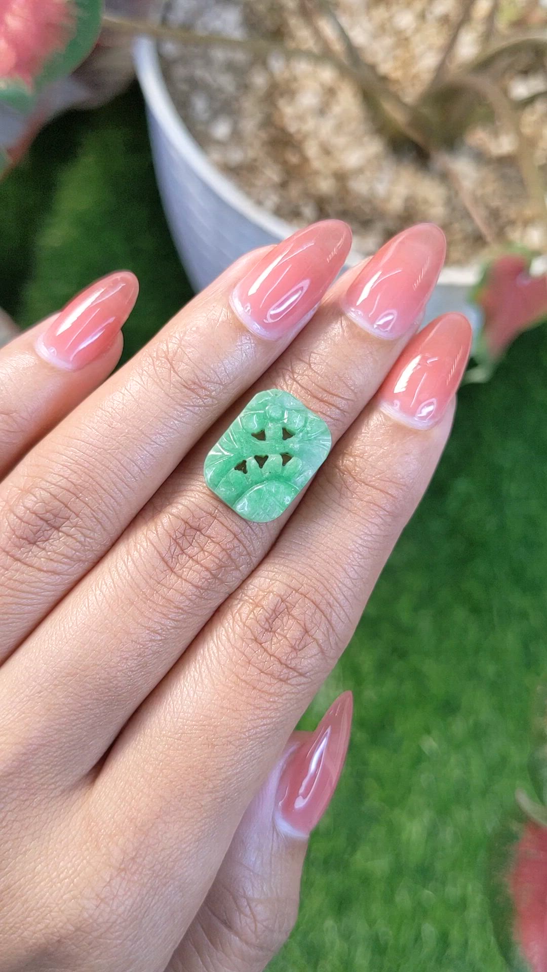 6.36 Ct. Bluish Green Jade from Burma (Myanmar) Size Video