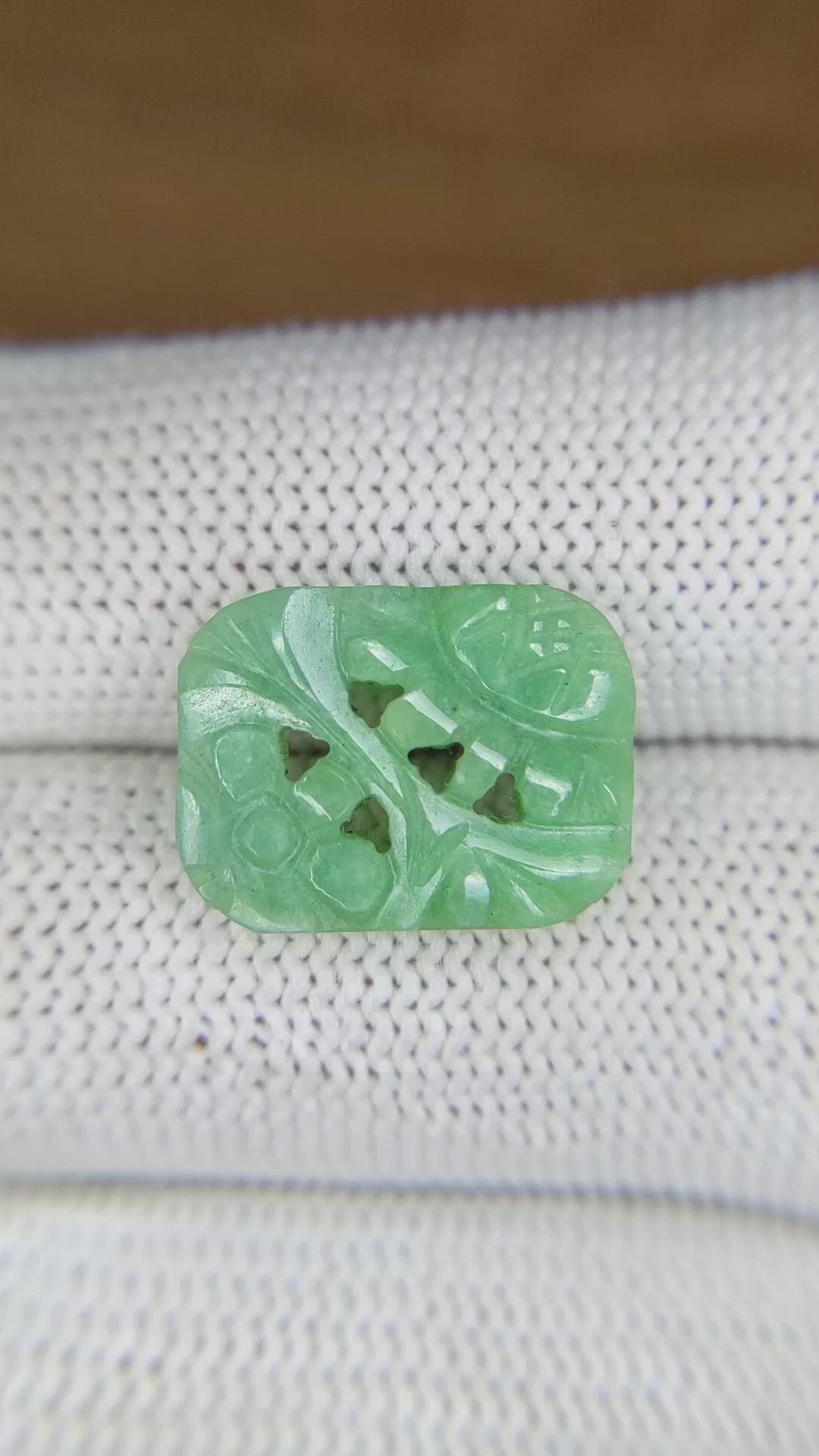 6.36 Ct. Bluish Green Jade from Burma (Myanmar) Size Video