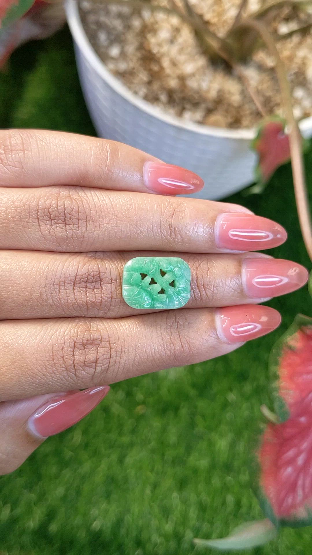 6.36 Ct. Bluish Green Jade from Burma (Myanmar) Size Video