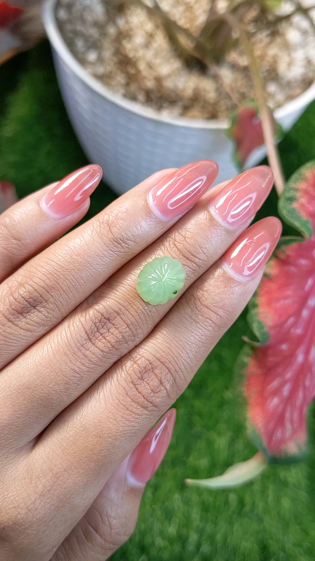 5.27 Ct. Green Cabochon Jade from Burma (Myanmar) Size Video