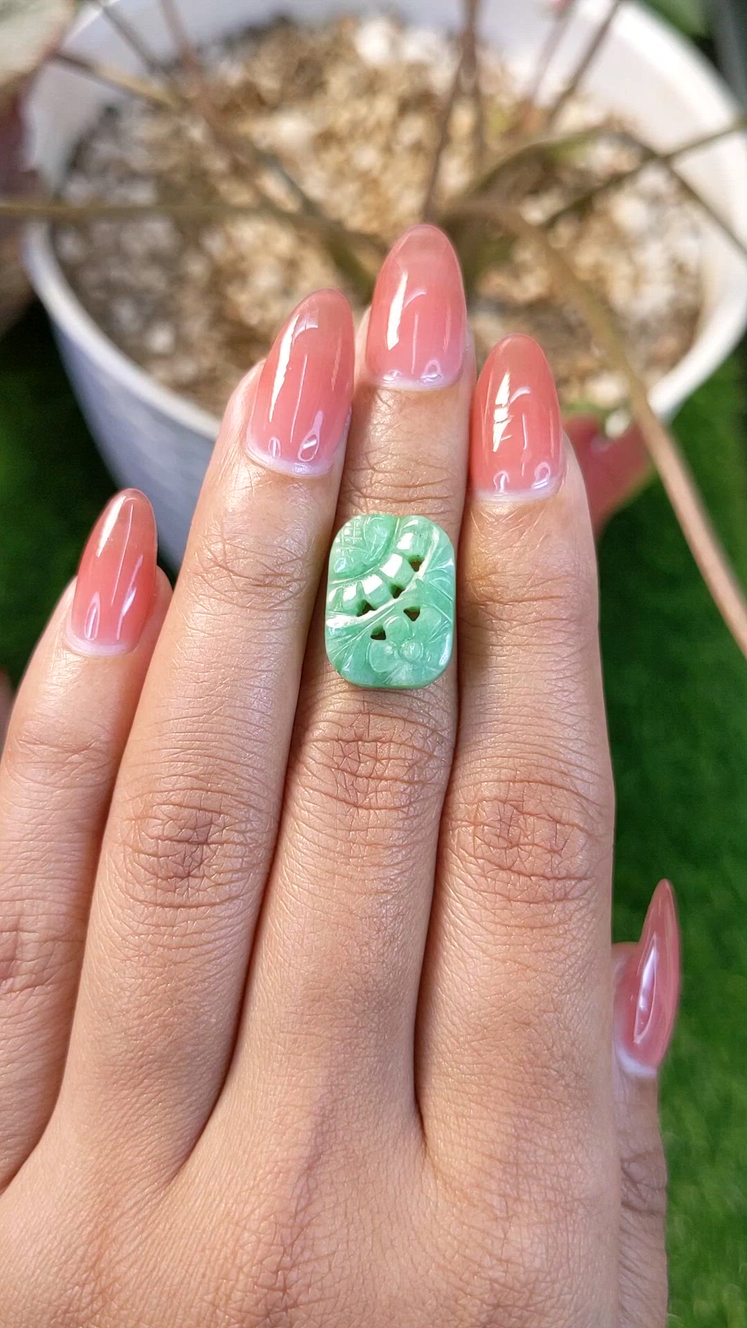 8.54 Ct. Bluish Green Jade from Burma (Myanmar) Size Video