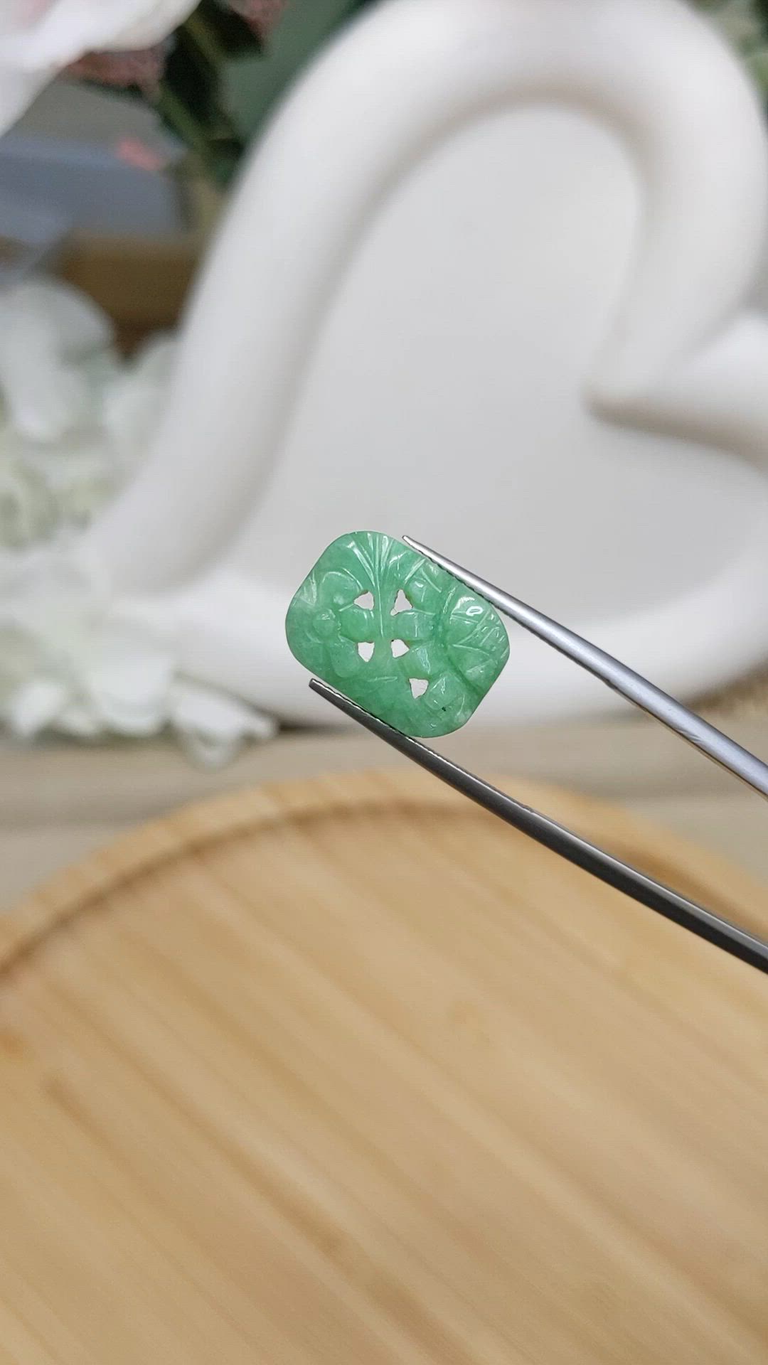 8.54 Ct. Bluish Green Jade from Burma (Myanmar) Size Video