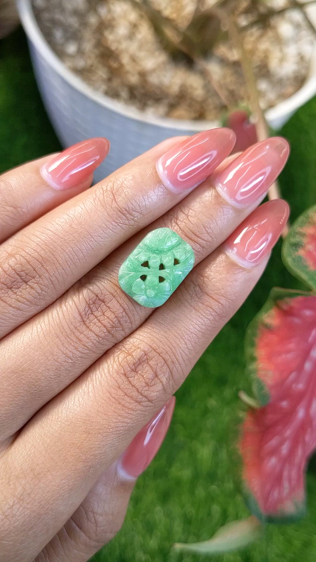 8.54 Ct. Bluish Green Jade from Burma (Myanmar) Size Video