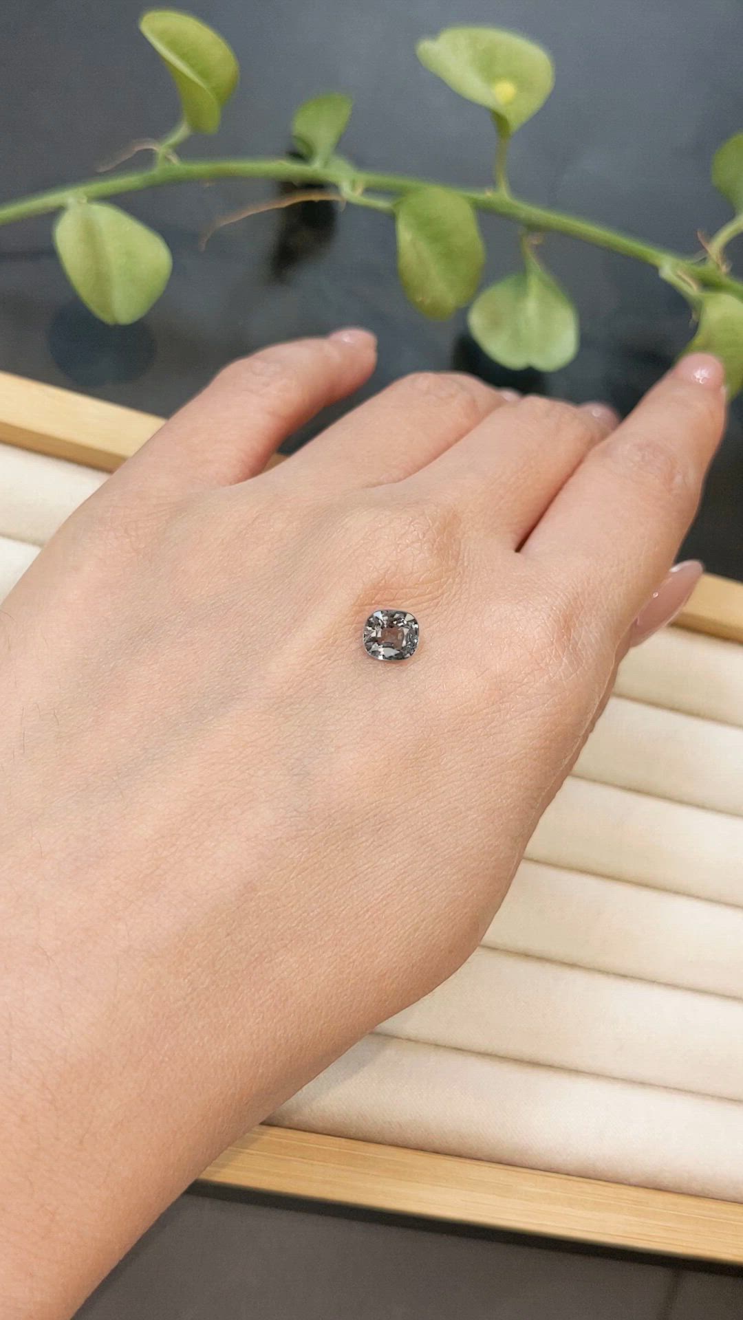 1.11 Ct. Grey Spinel from Burma (Myanmar) Size Video