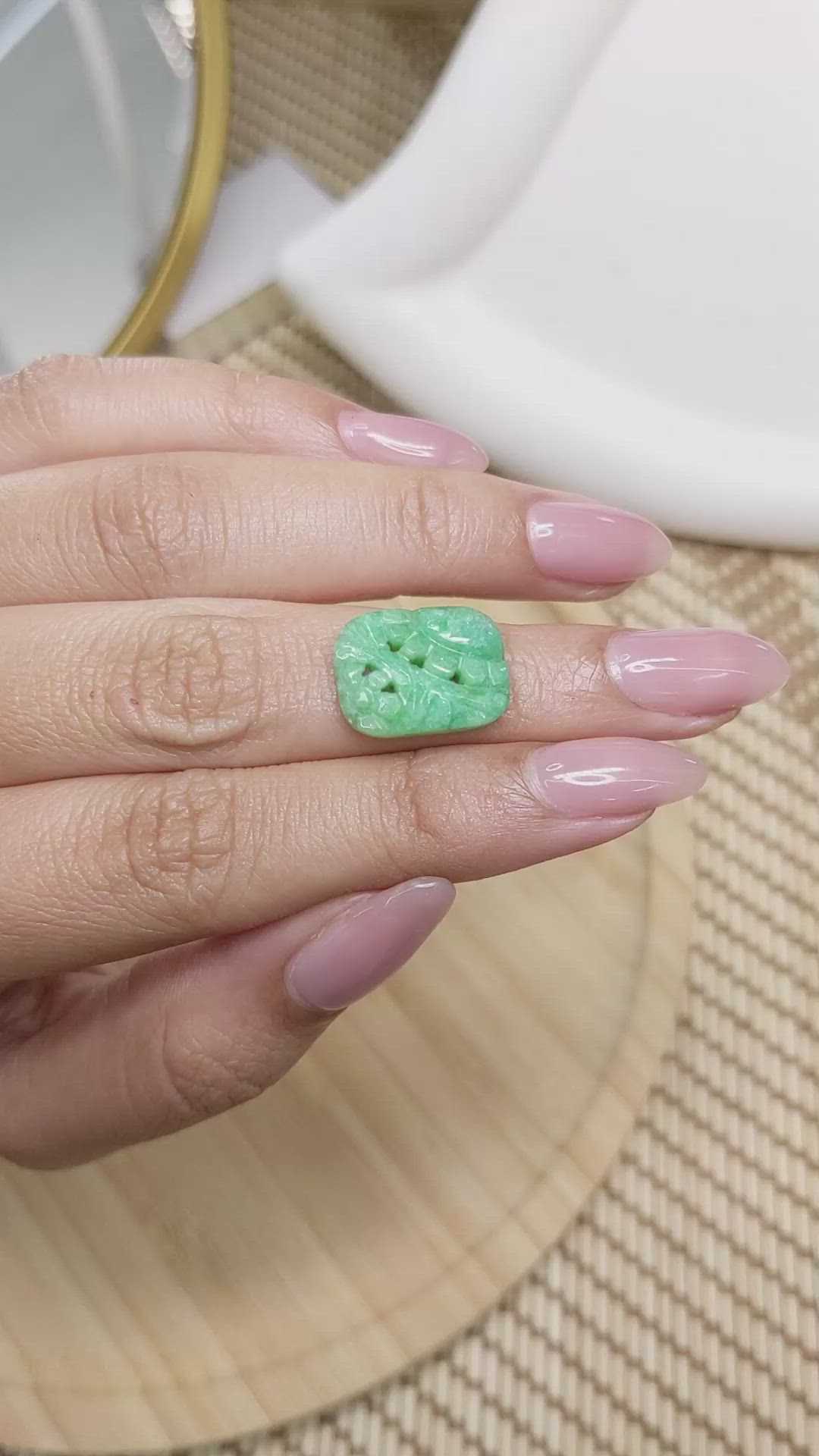 6.90 Ct. Bluish Green Jade from Burma (Myanmar) Size Video