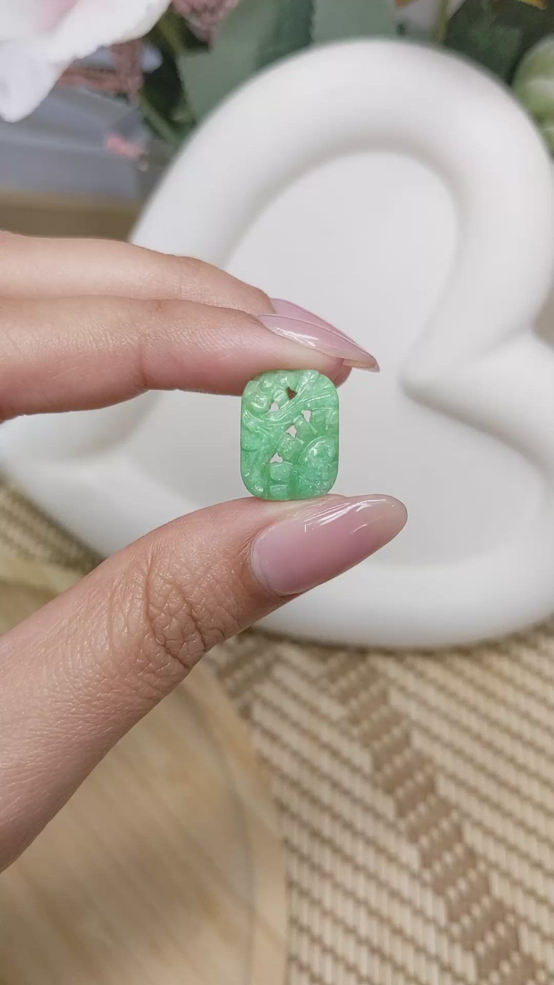 6.90 Ct. Bluish Green Jade from Burma (Myanmar) Size Video