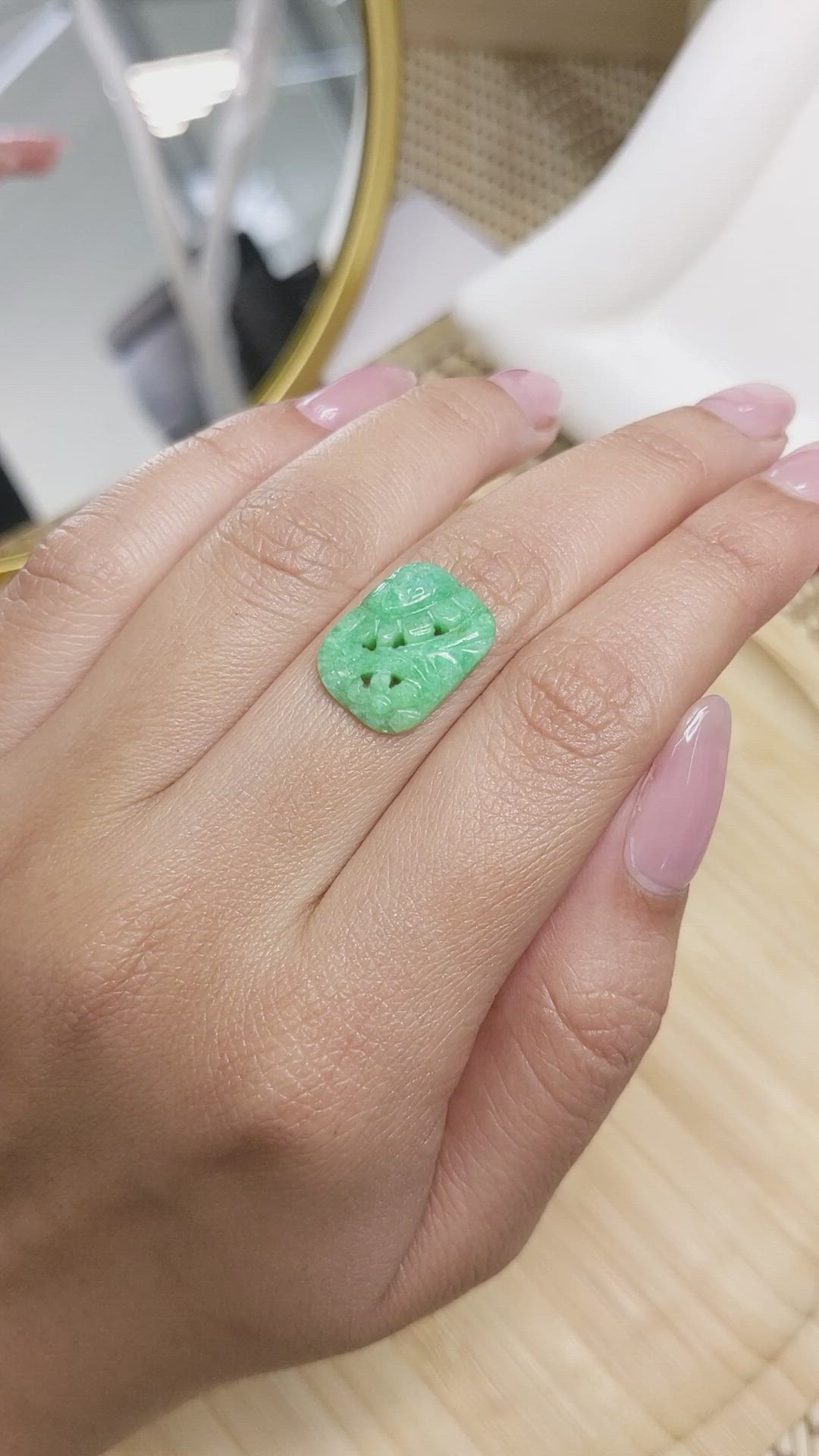 6.90 Ct. Bluish Green Jade from Burma (Myanmar) Size Video