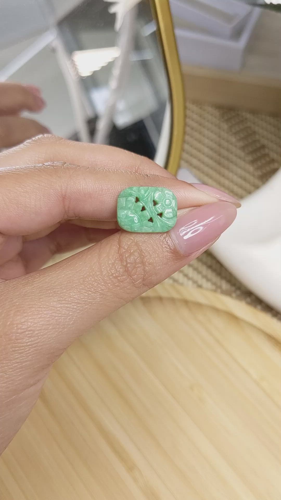 6.02 Ct. Green Jade from Burma (Myanmar) Size Video