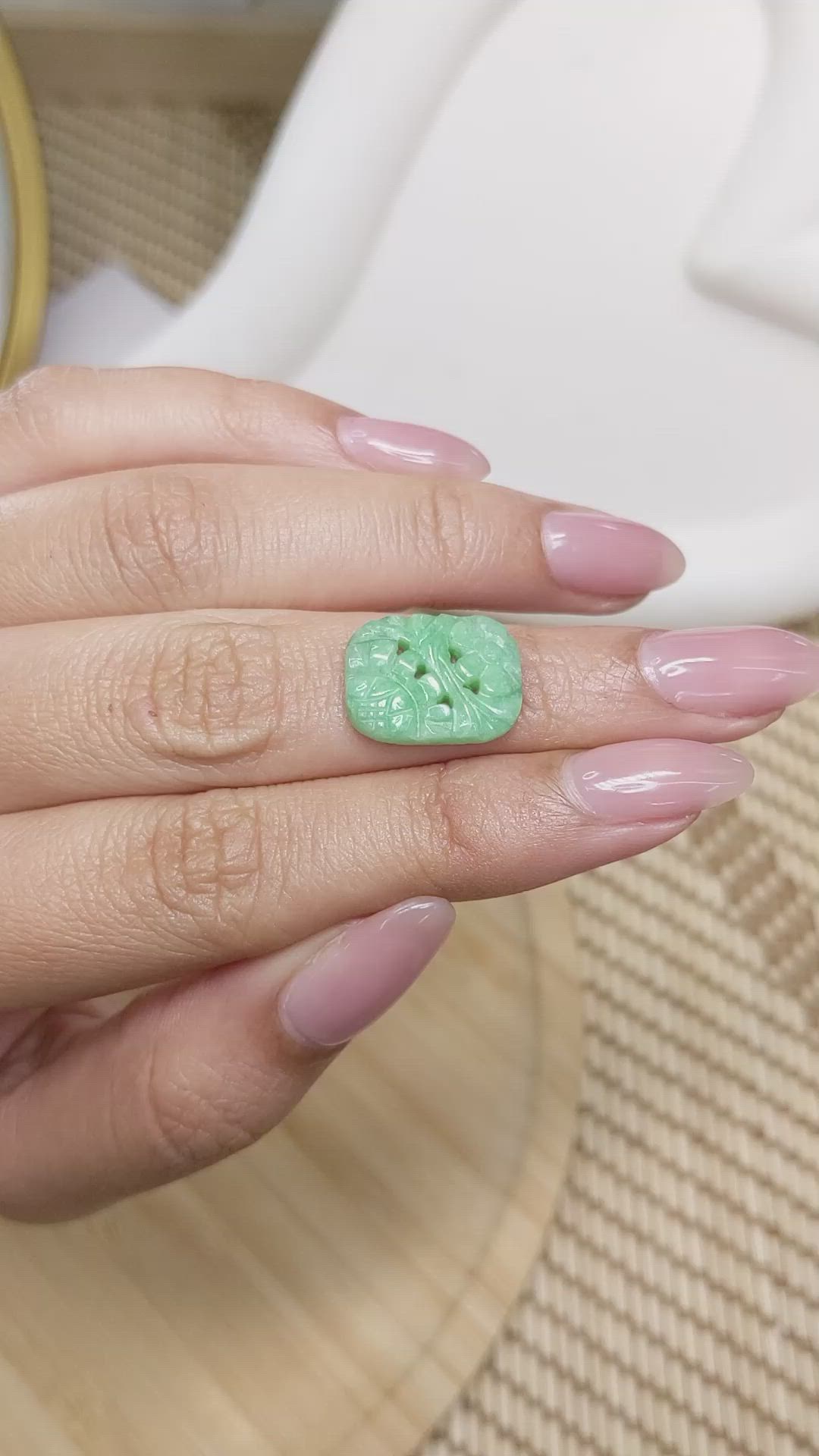 6.02 Ct. Green Jade from Burma (Myanmar) Size Video