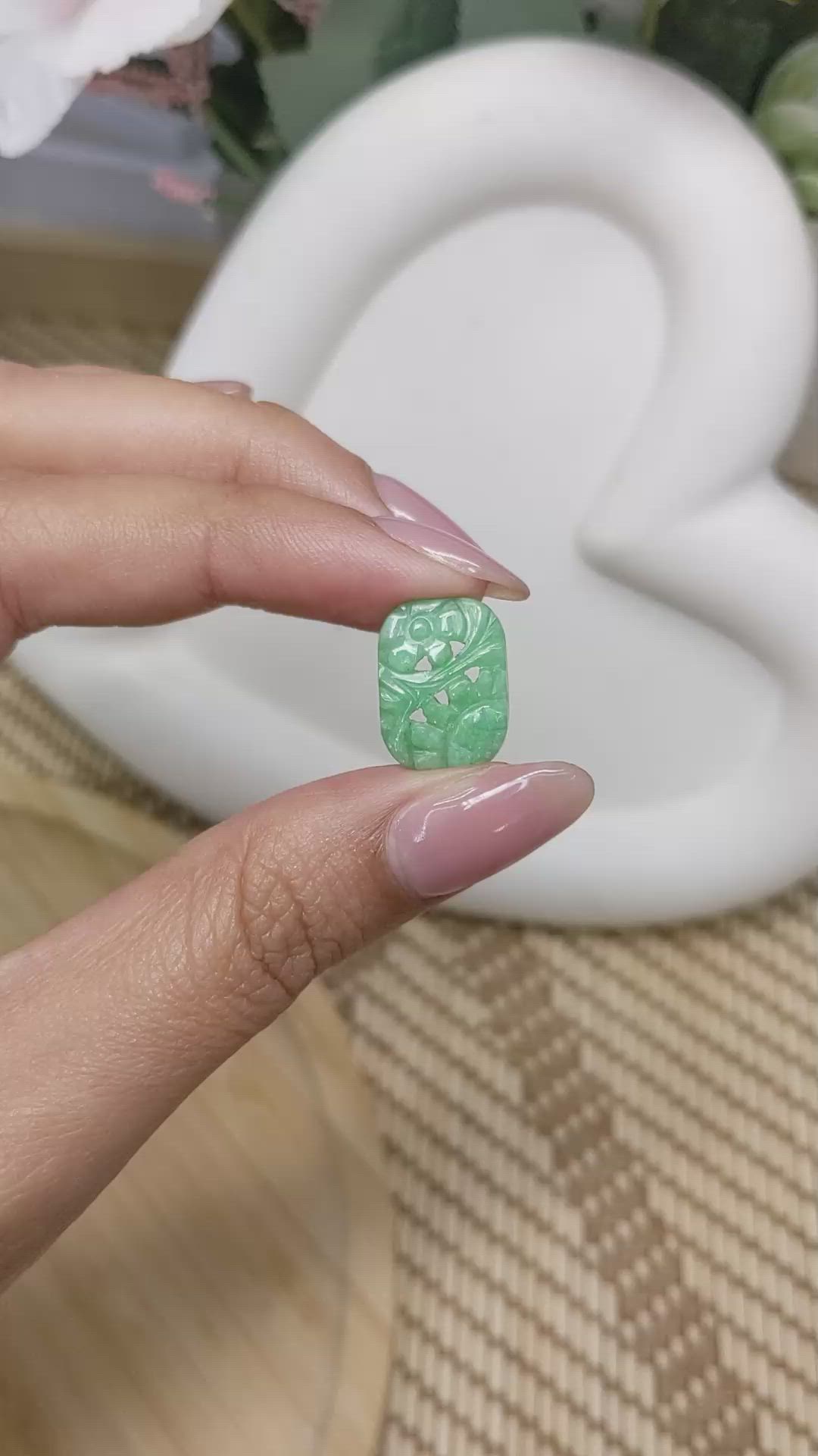 6.02 Ct. Green Jade from Burma (Myanmar) Size Video
