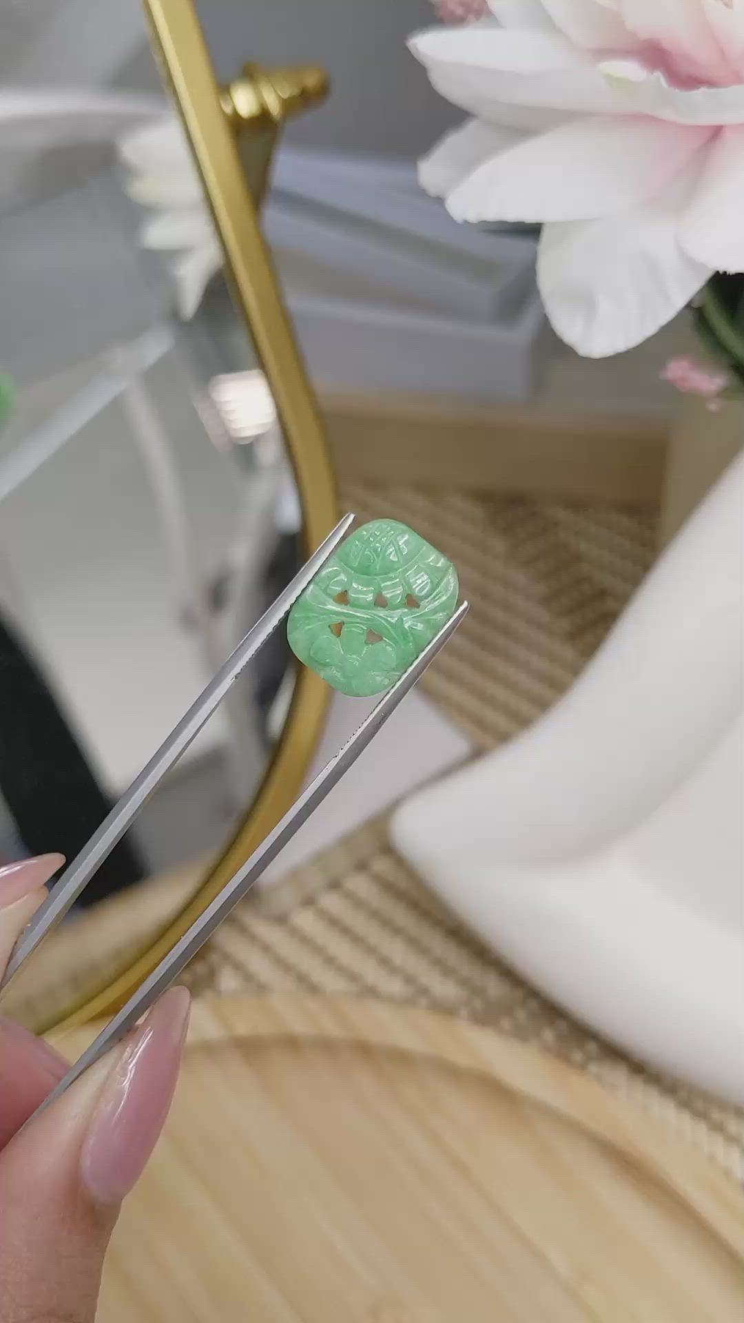 6.02 Ct. Green Jade from Burma (Myanmar) Size Video