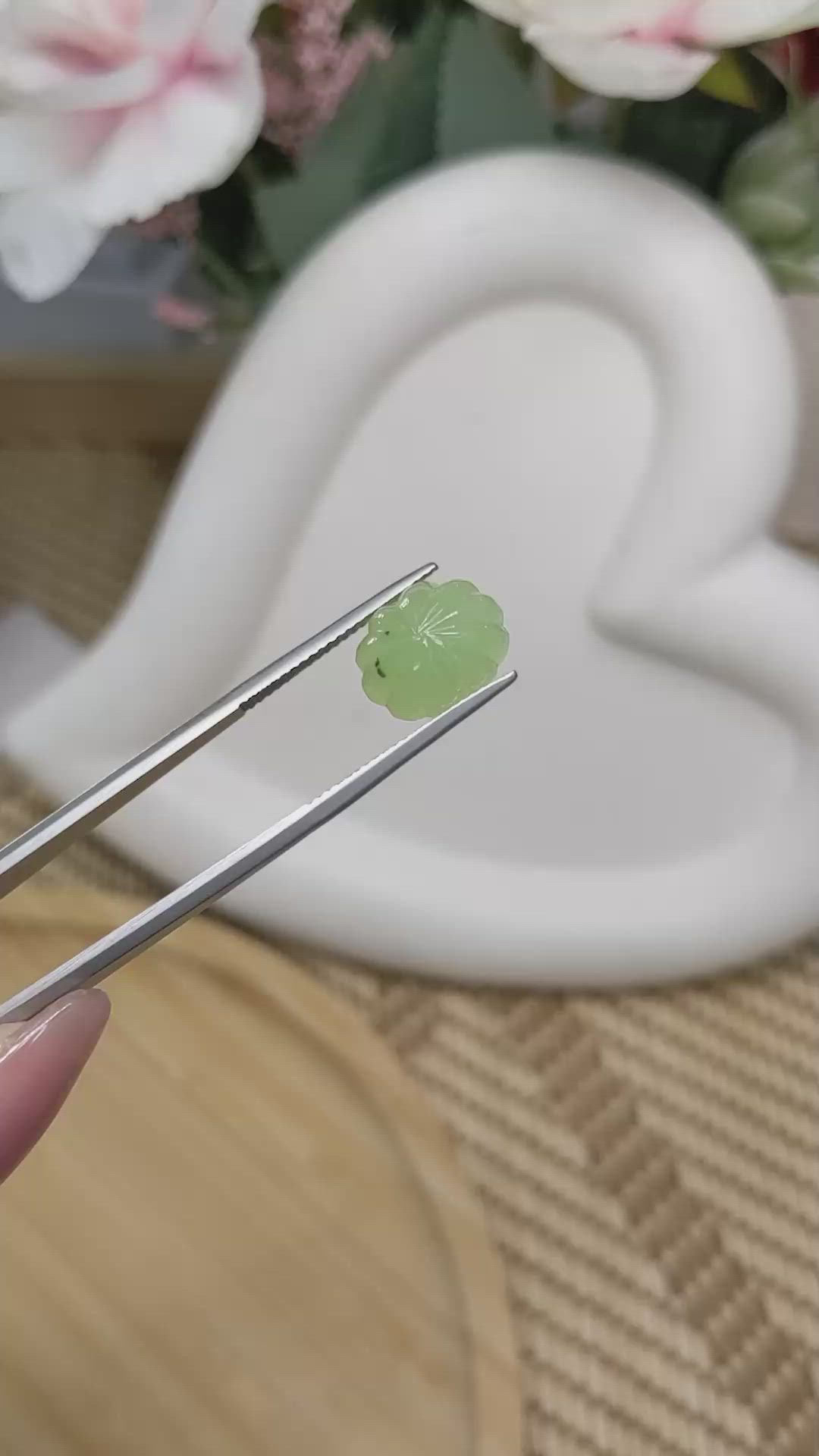 4.77 Ct. Yellowish Green Cabochon Jade from Burma (Myanmar) Size Video