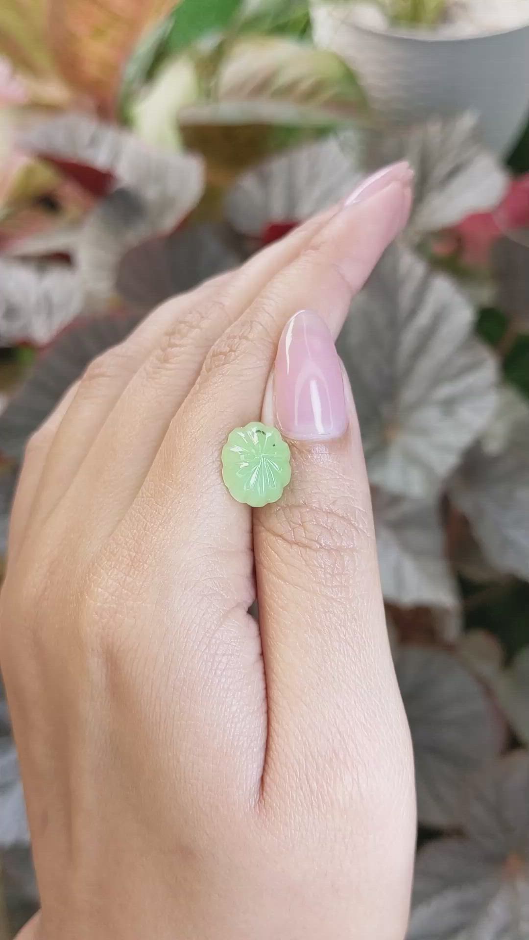 4.77 Ct. Yellowish Green Cabochon Jade from Burma (Myanmar) Size Video