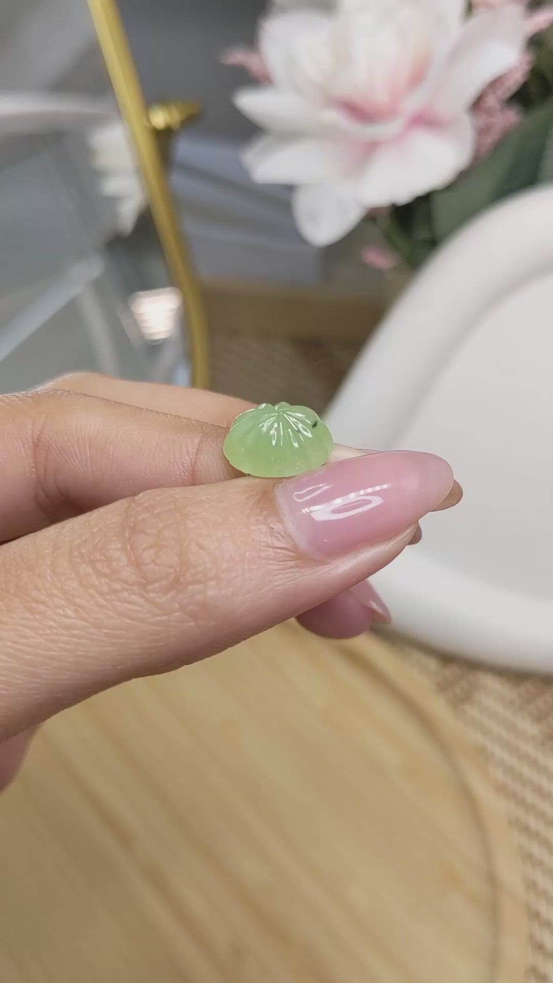 4.77 Ct. Yellowish Green Cabochon Jade from Burma (Myanmar) Size Video