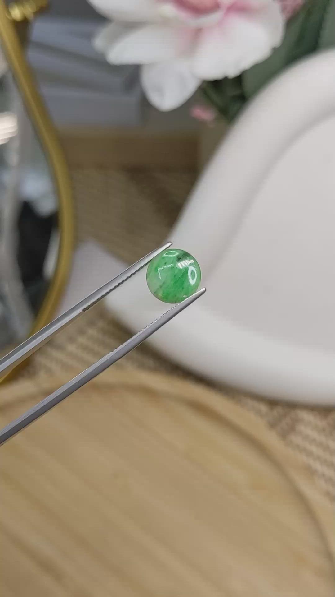 1.13 Ct. Green Cabochon Jade from Burma (Myanmar) Size Video