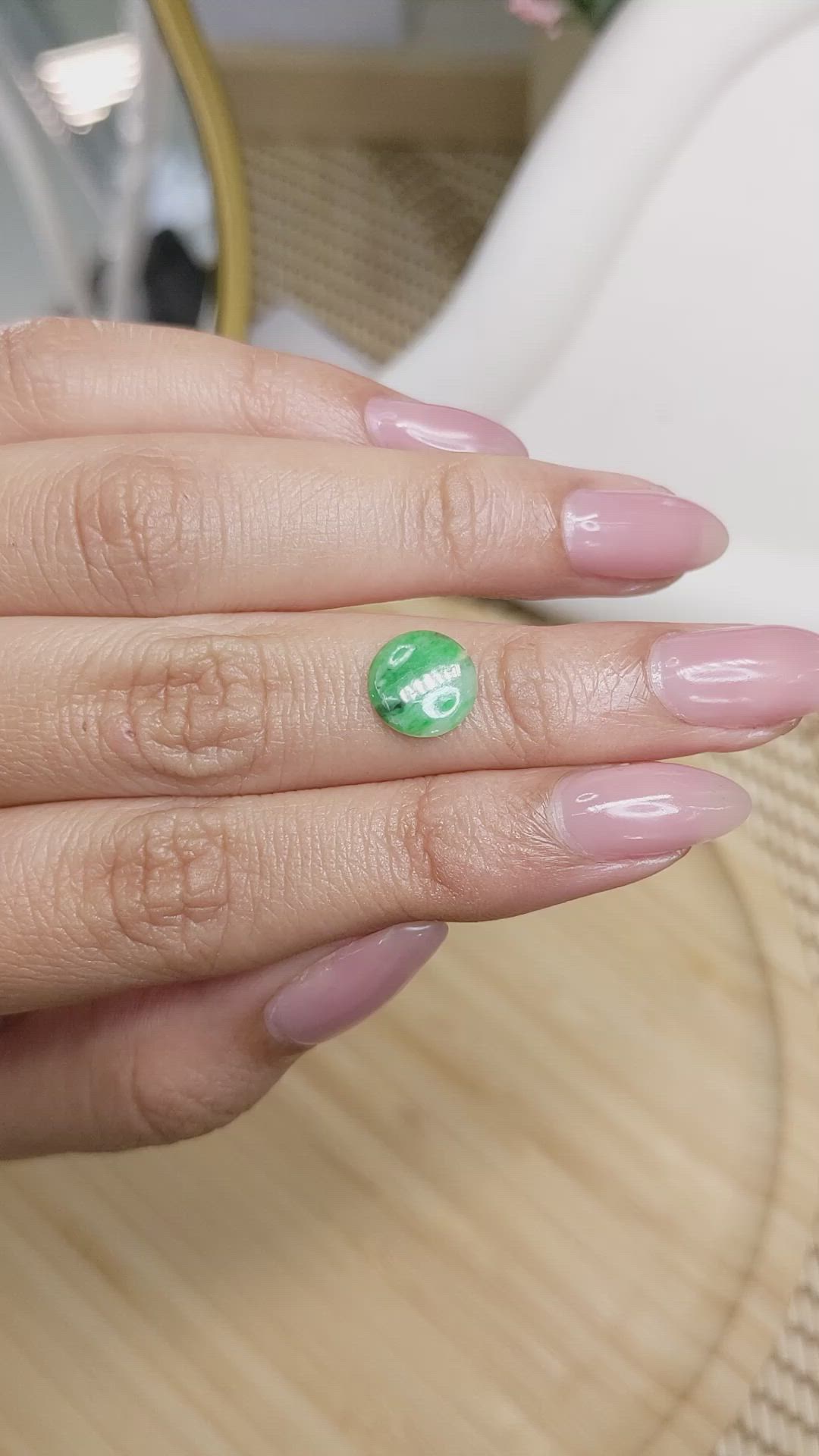 1.13 Ct. Green Cabochon Jade from Burma (Myanmar) Size Video