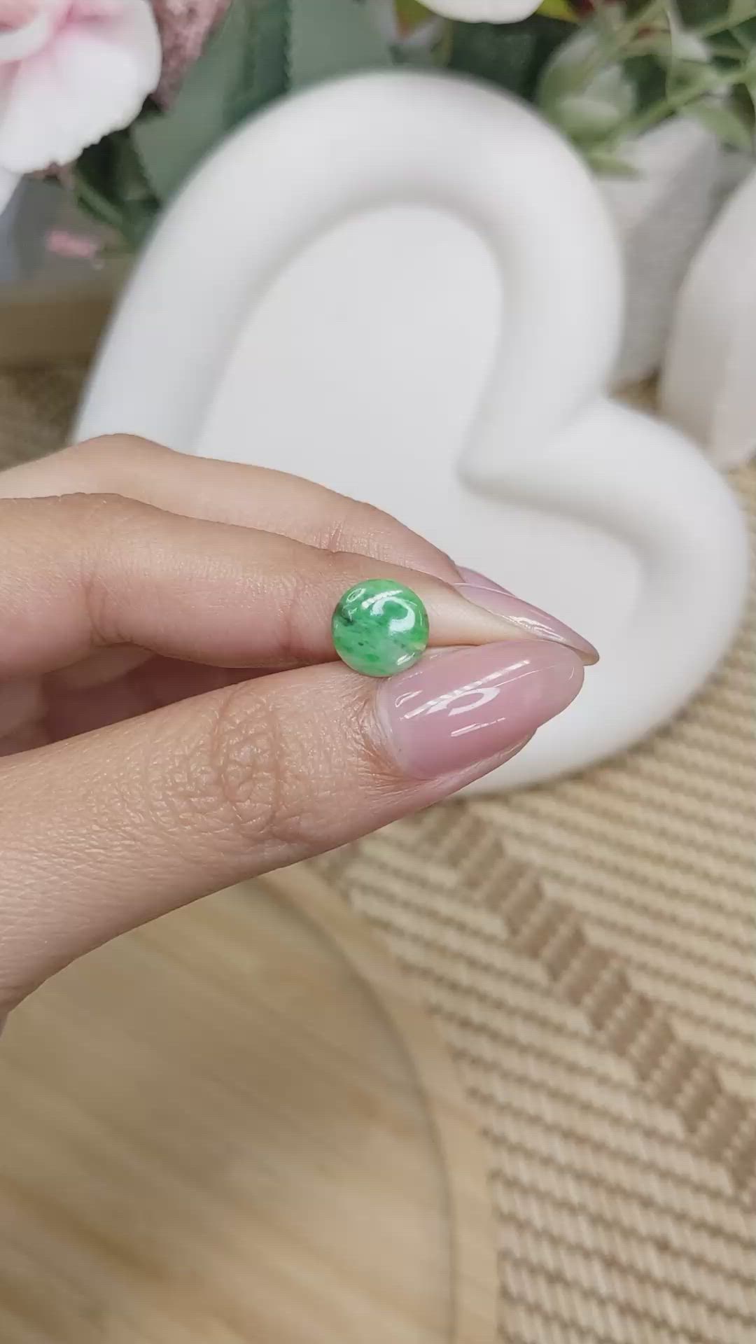 1.13 Ct. Green Cabochon Jade from Burma (Myanmar) Size Video