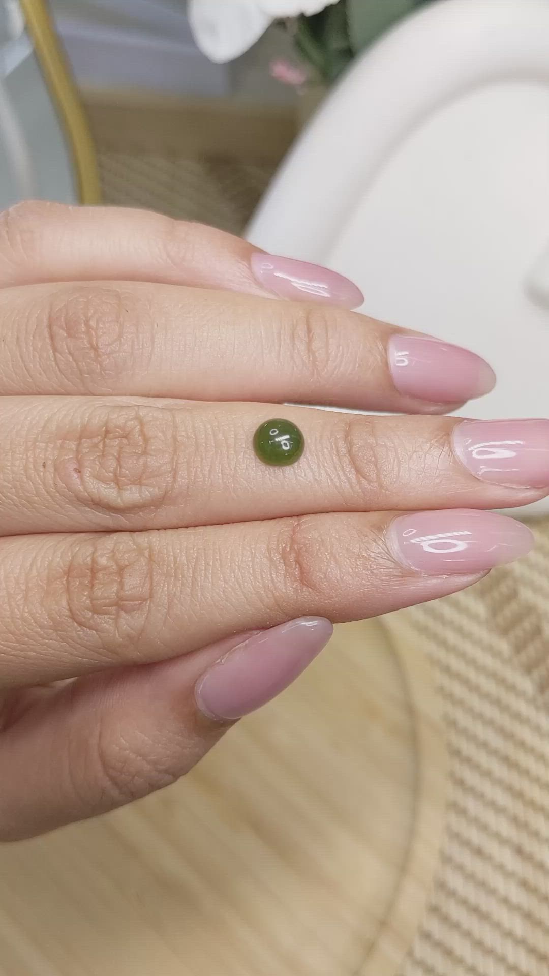 0.80 Ct. Yellowish Green Cabochon Jade from Burma (Myanmar) Size Video