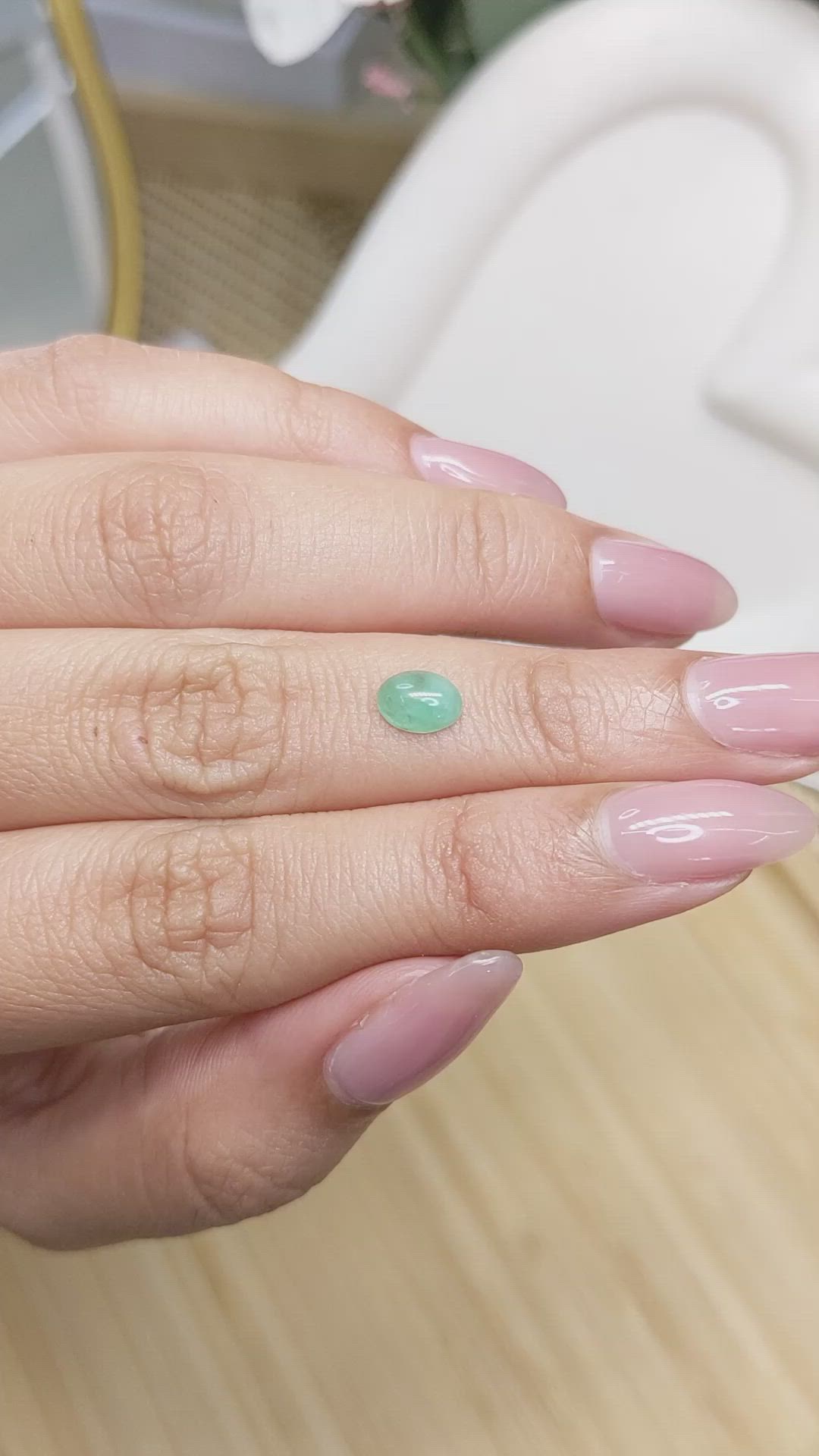 0.70 Ct. Bluish Green Cabochon Jade from Burma (Myanmar) Size Video