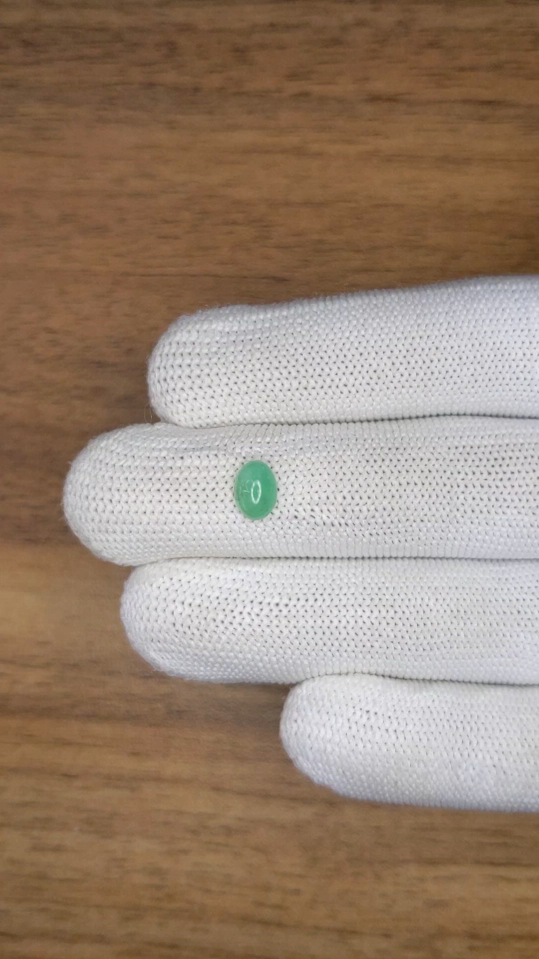 0.70 Ct. Bluish Green Cabochon Jade from Burma (Myanmar) Size Video