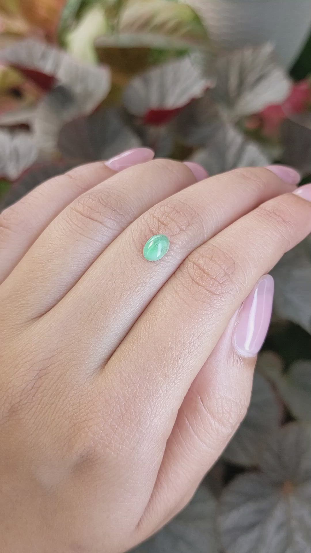0.70 Ct. Bluish Green Cabochon Jade from Burma (Myanmar) Size Video