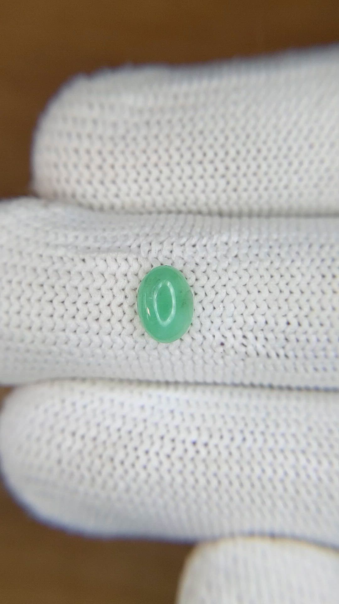 0.70 Ct. Bluish Green Cabochon Jade from Burma (Myanmar) Size Video