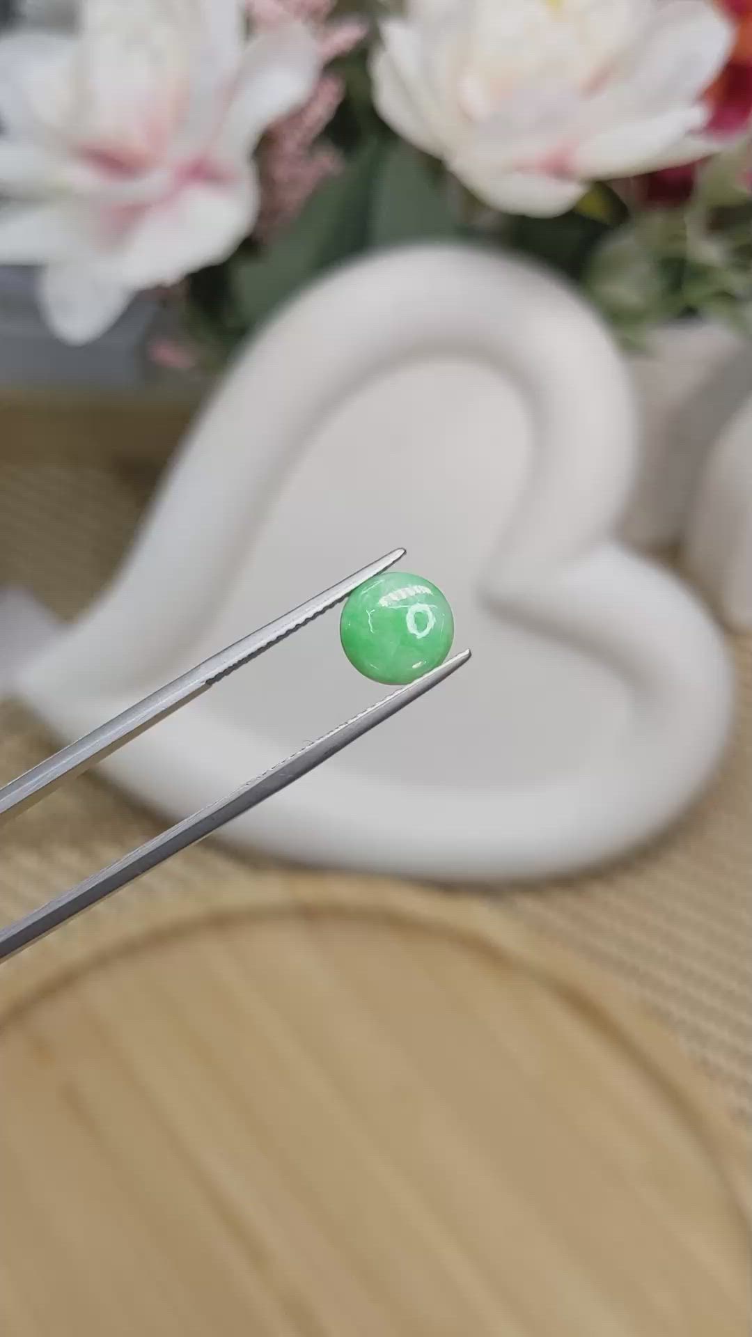 1.65 Ct. Green Cabochon Jade from Burma (Myanmar) Size Video