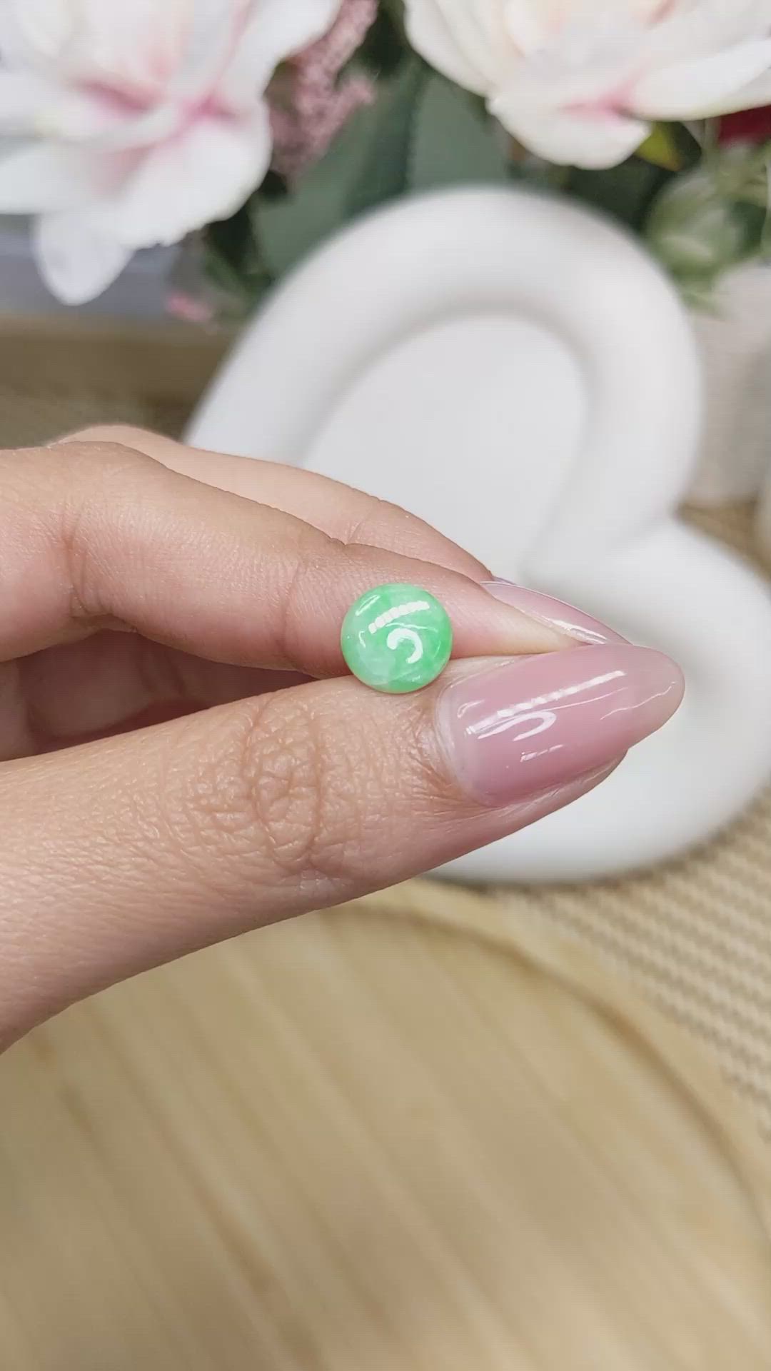 1.65 Ct. Green Cabochon Jade from Burma (Myanmar) Size Video
