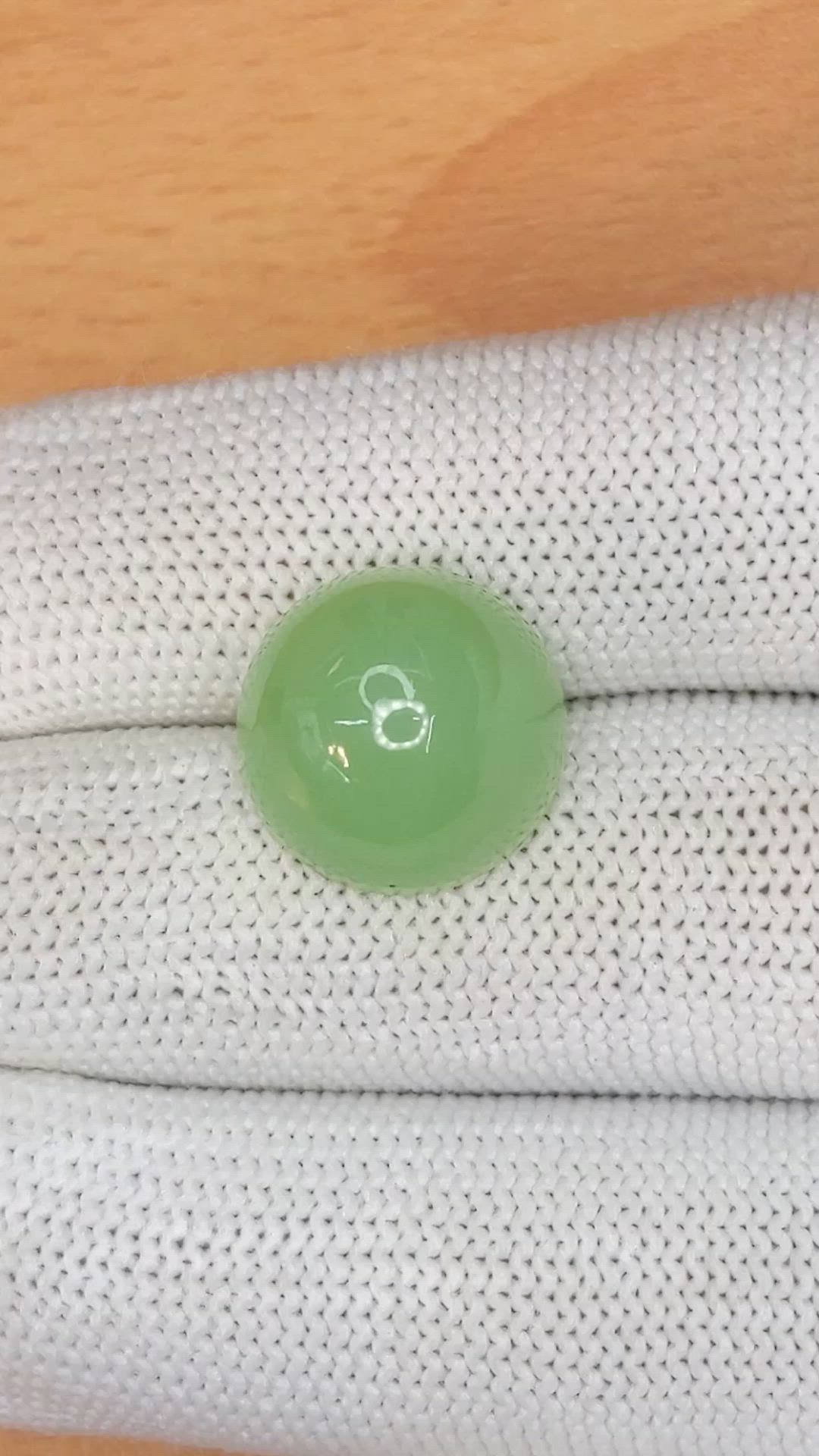 15.20 Ct. Green Cabochon Jade from Burma (Myanmar) Size Video