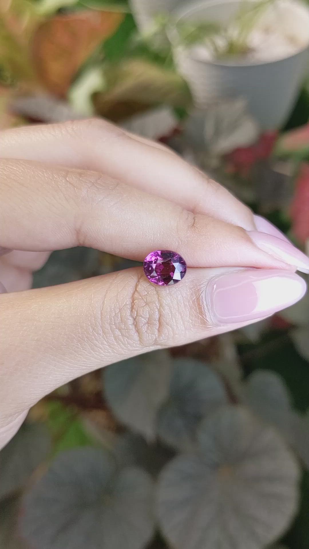 2.70 Ct. Pinkish Purple Rhodolite Garnet from Ceylon (Sri Lanka) Size Video
