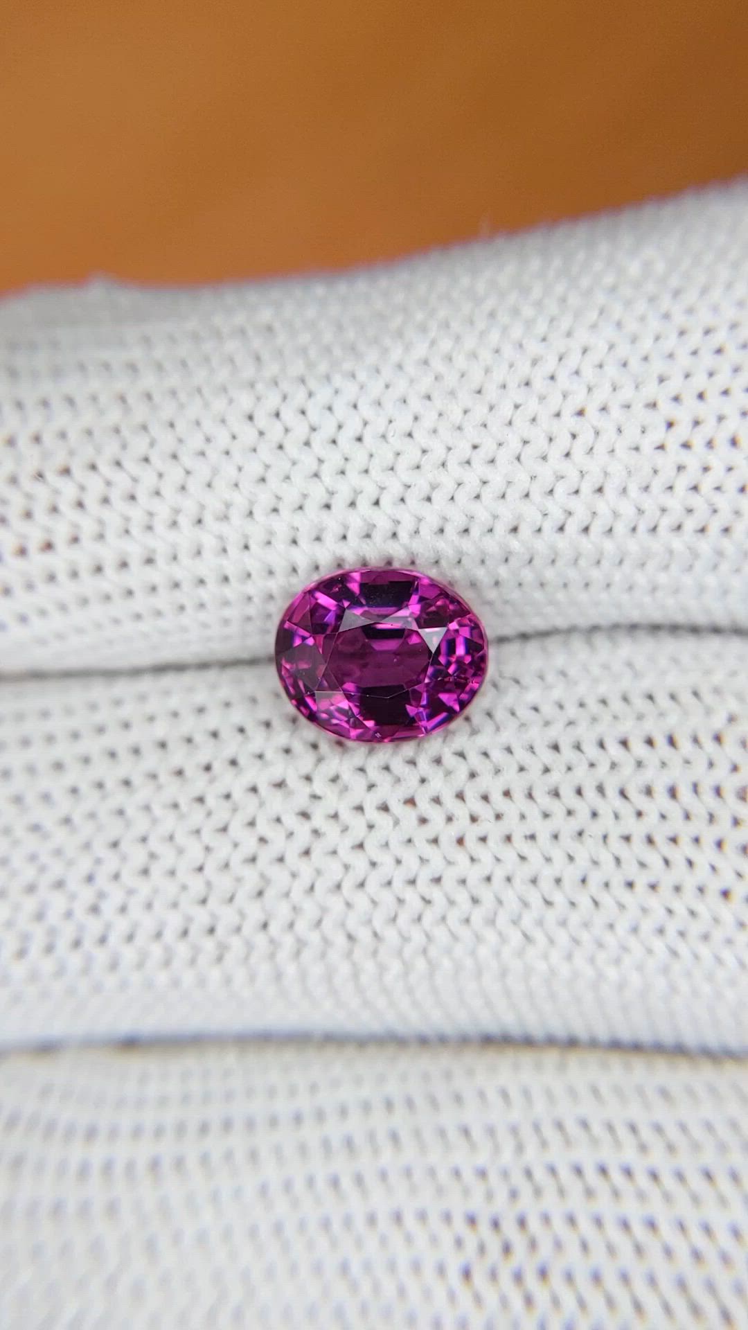 2.70 Ct. Pinkish Purple Rhodolite Garnet from Ceylon (Sri Lanka) Size Video