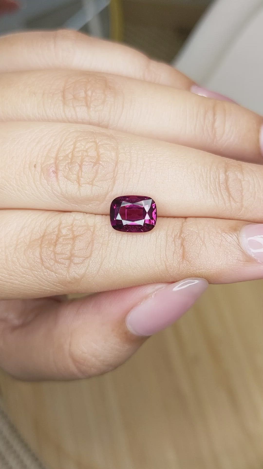 2.40 Ct. Purplish Pink Rhodolite Garnet from Ceylon (Sri Lanka) Size Video