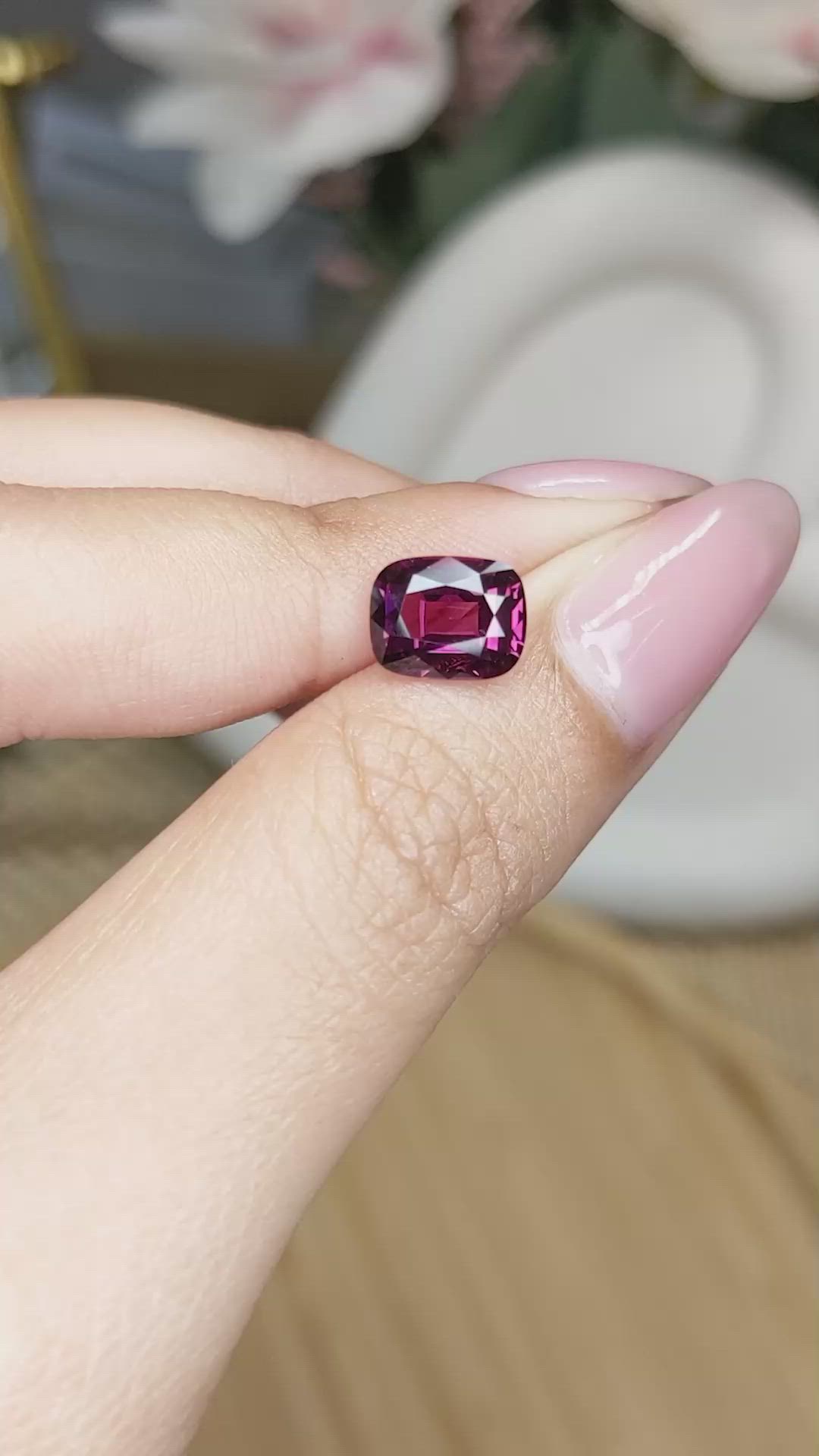 2.40 Ct. Purplish Pink Rhodolite Garnet from Ceylon (Sri Lanka) Size Video
