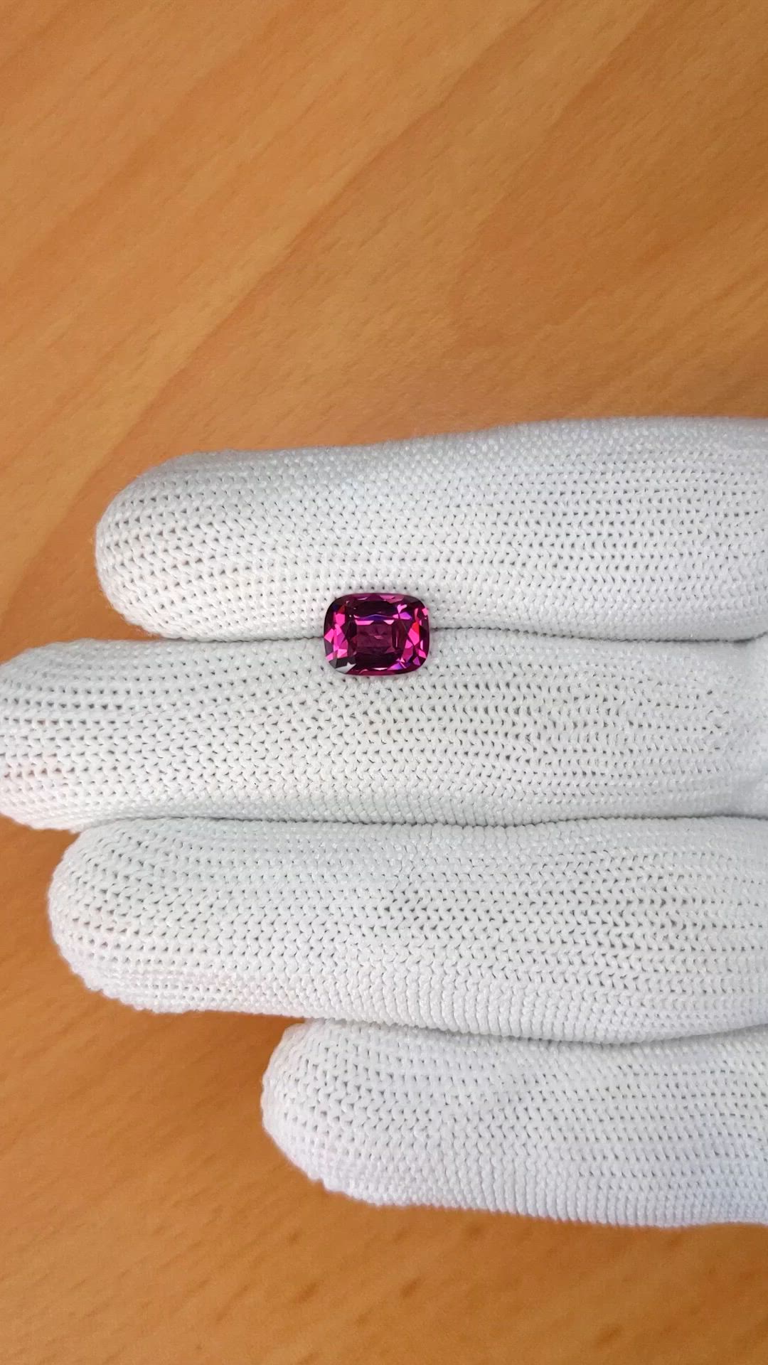 2.40 Ct. Purplish Pink Rhodolite Garnet from Ceylon (Sri Lanka) Size Video