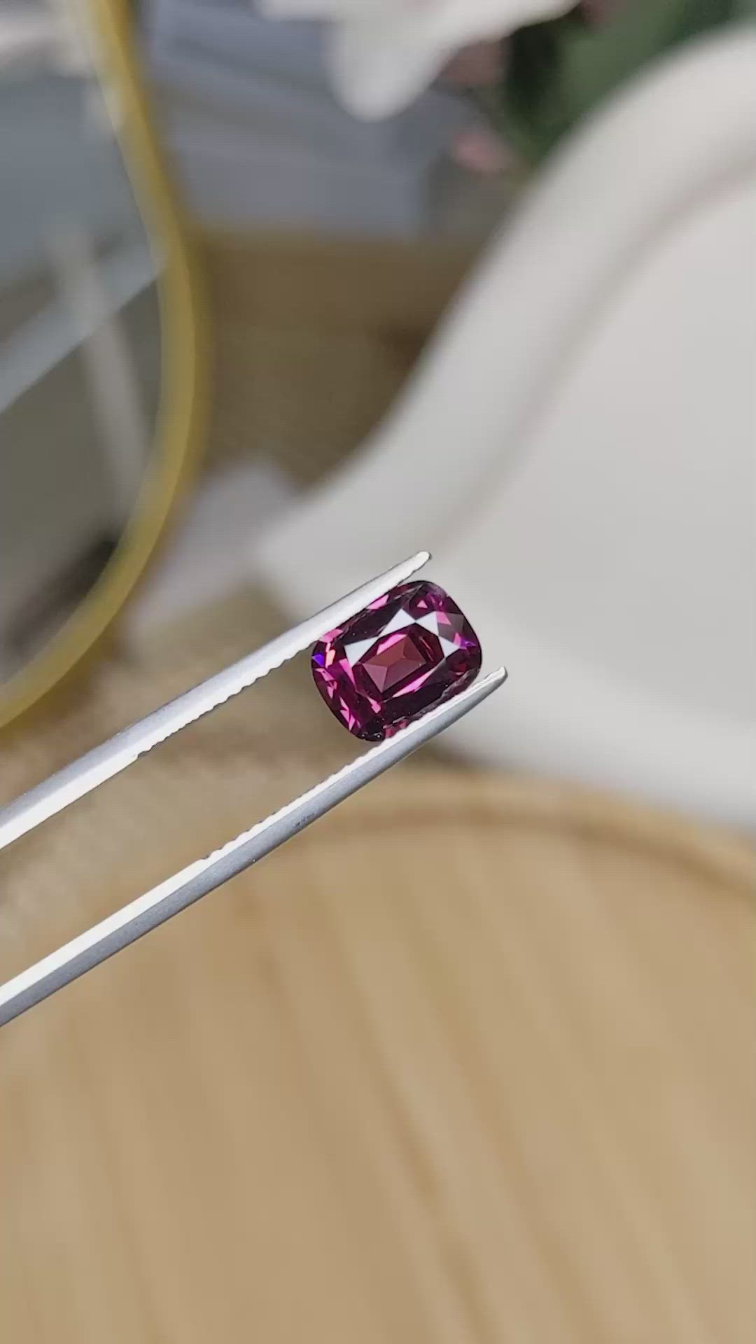 2.40 Ct. Purplish Pink Rhodolite Garnet from Ceylon (Sri Lanka) Size Video