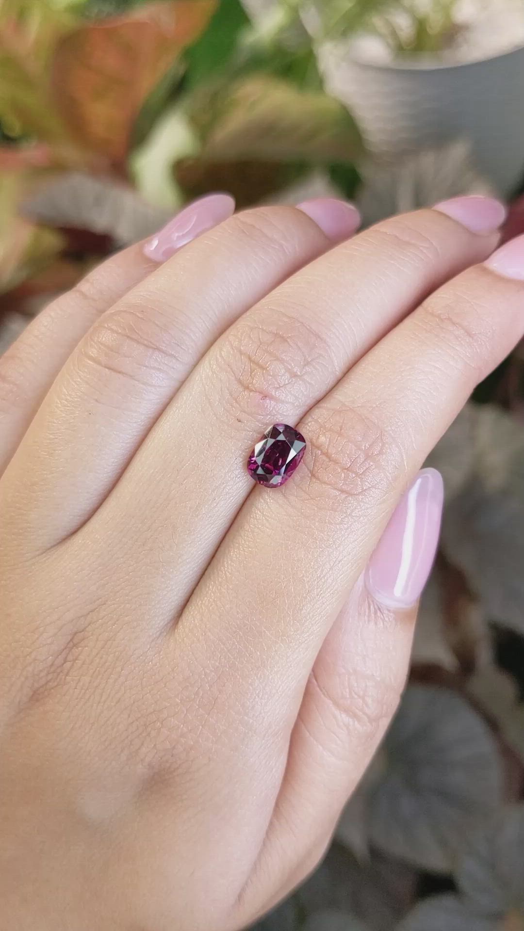 2.14 Ct. Pinkish Purple Rhodolite Garnet from Ceylon (Sri Lanka) Size Video