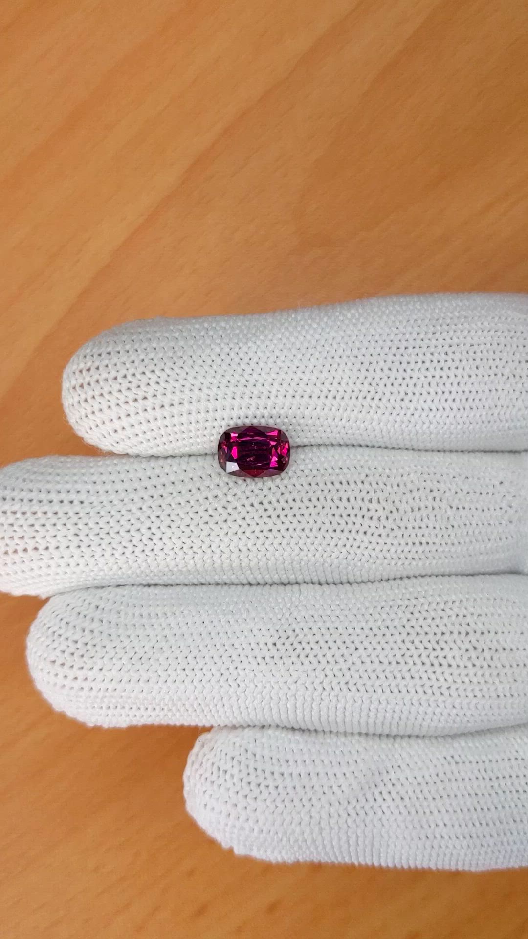 2.14 Ct. Pinkish Purple Rhodolite Garnet from Ceylon (Sri Lanka) Size Video