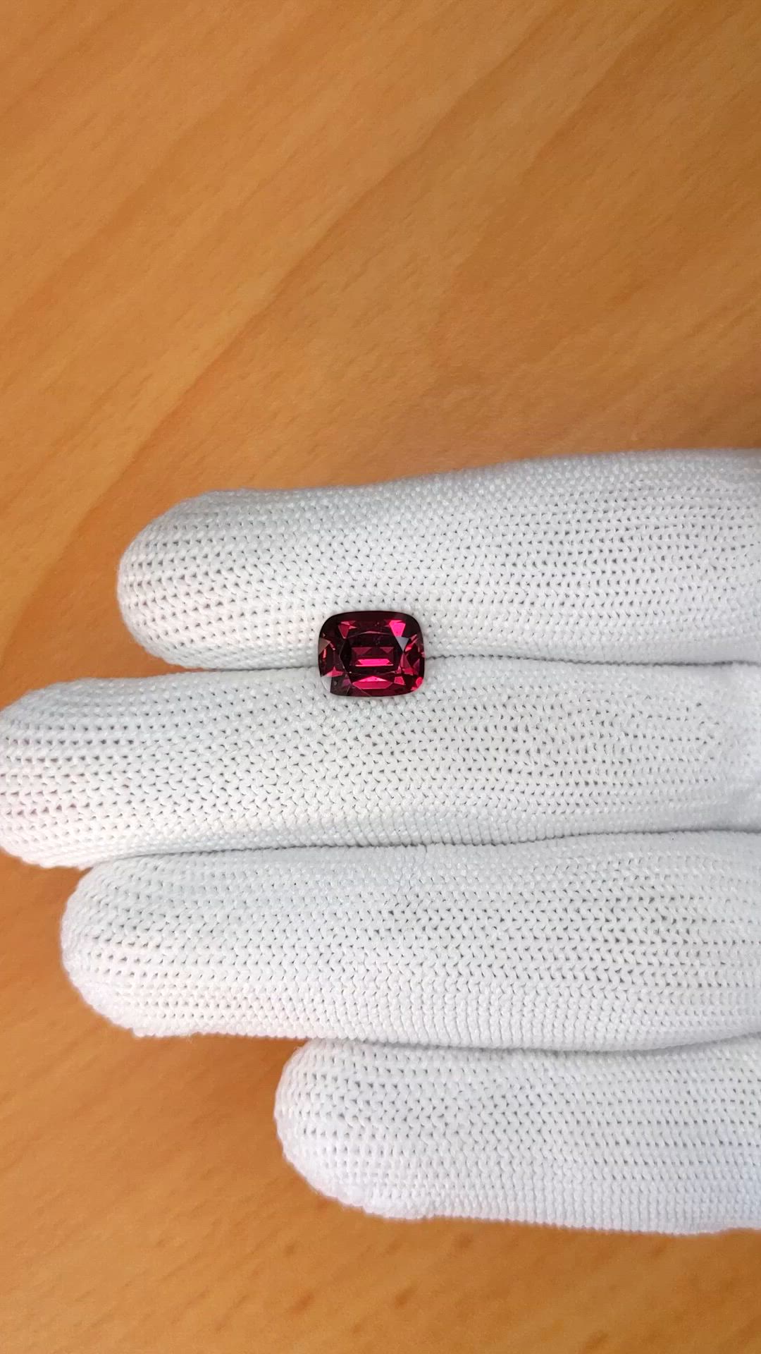 3.20 Ct. Purplish Red Rhodolite Garnet from Ceylon (Sri Lanka) Size Video