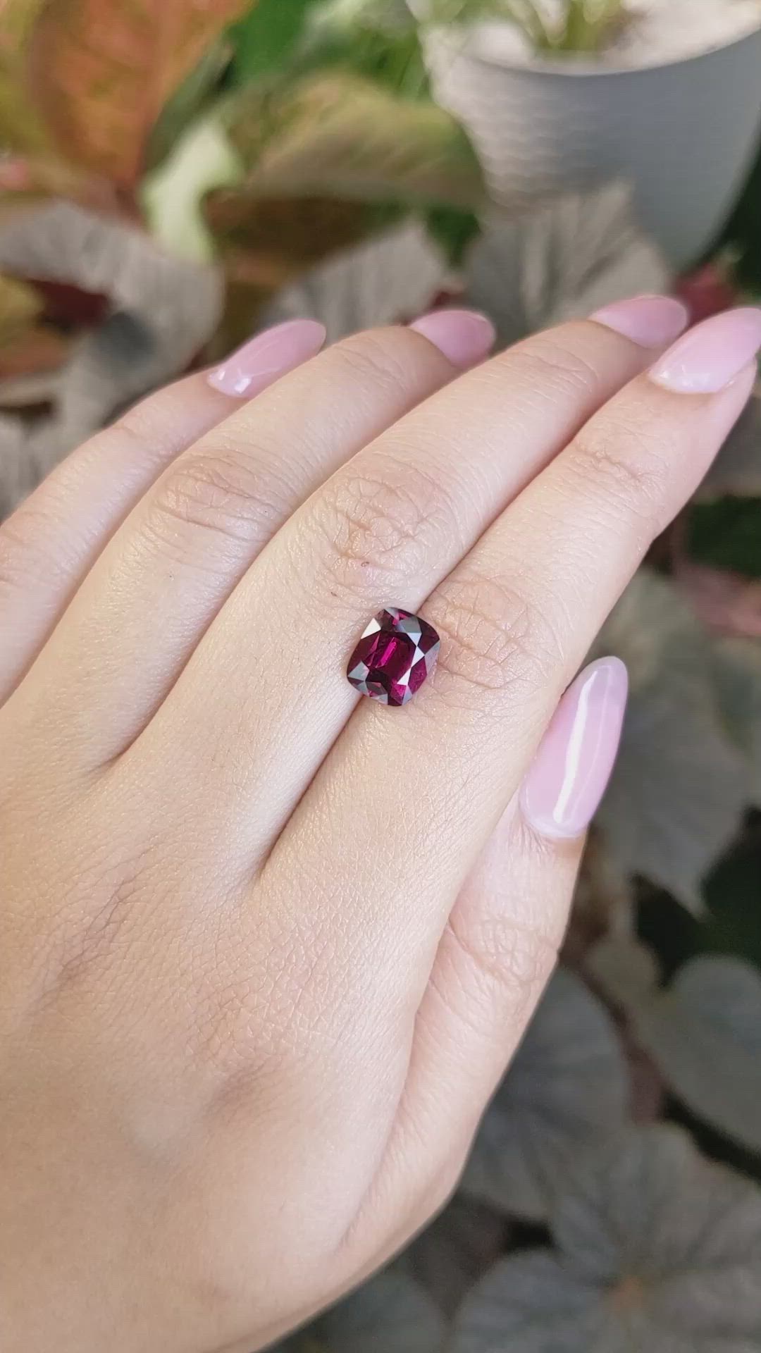 3.20 Ct. Purplish Red Rhodolite Garnet from Ceylon (Sri Lanka) Size Video