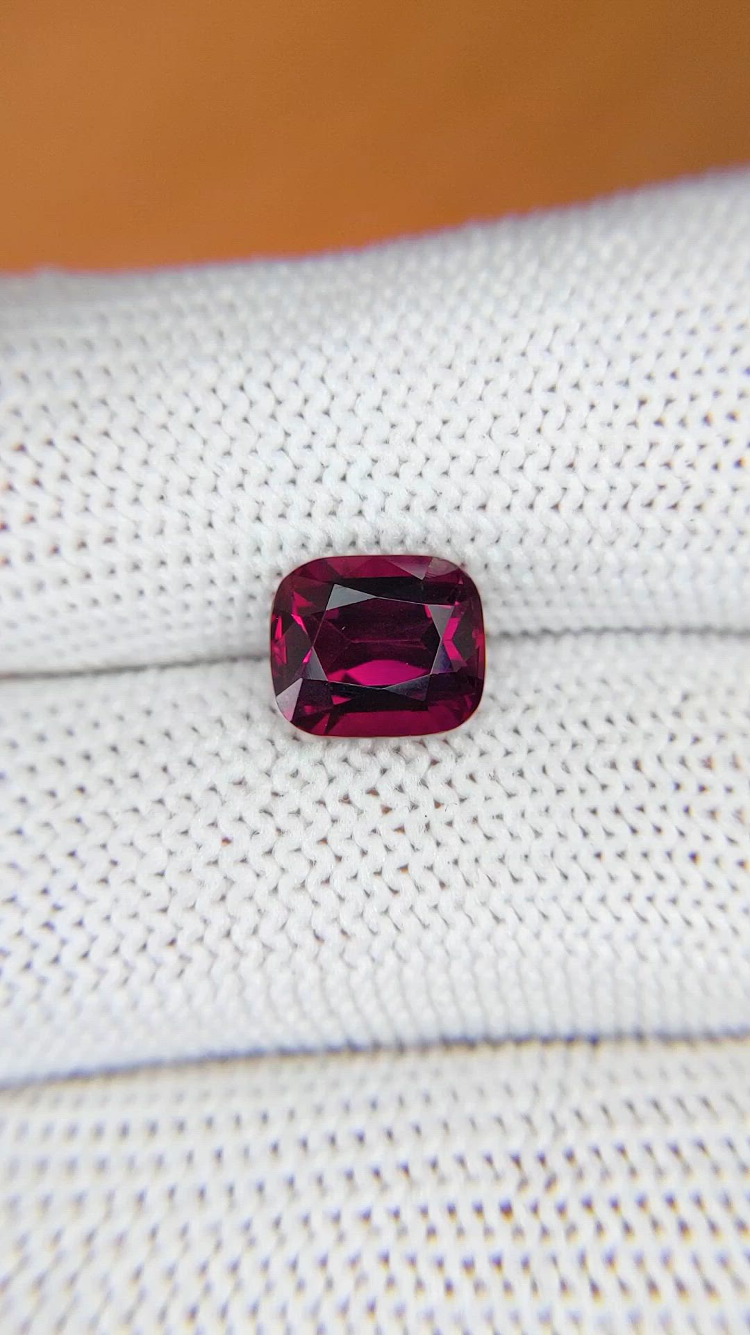3.06 Ct. Purplish Red Rhodolite Garnet from Ceylon (Sri Lanka) Size Video