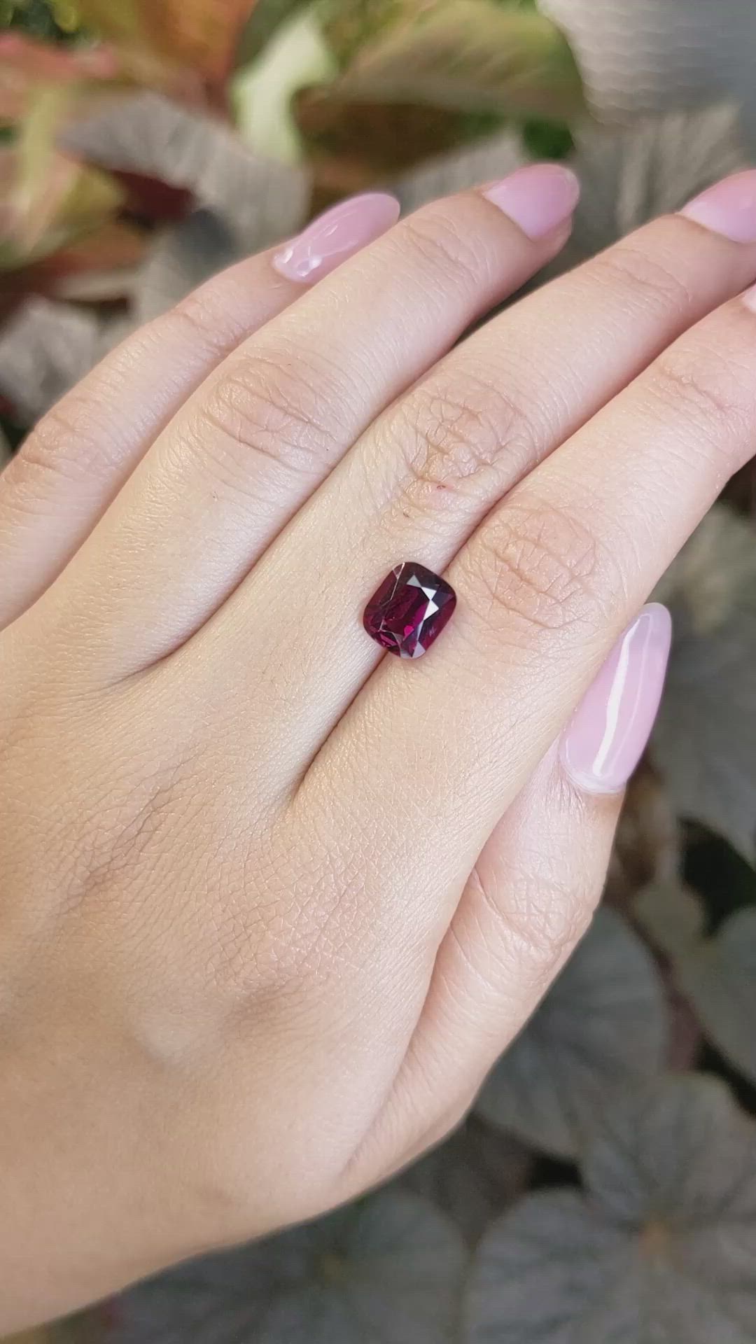 3.06 Ct. Purplish Red Rhodolite Garnet from Ceylon (Sri Lanka) Size Video