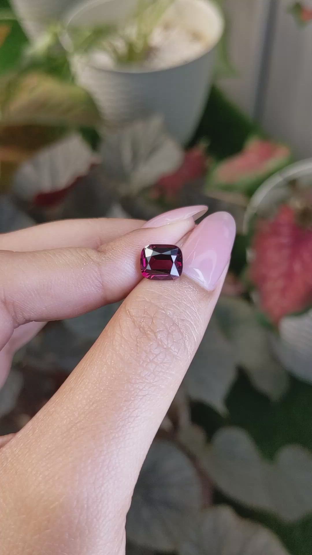 3.06 Ct. Purplish Red Rhodolite Garnet from Ceylon (Sri Lanka) Size Video