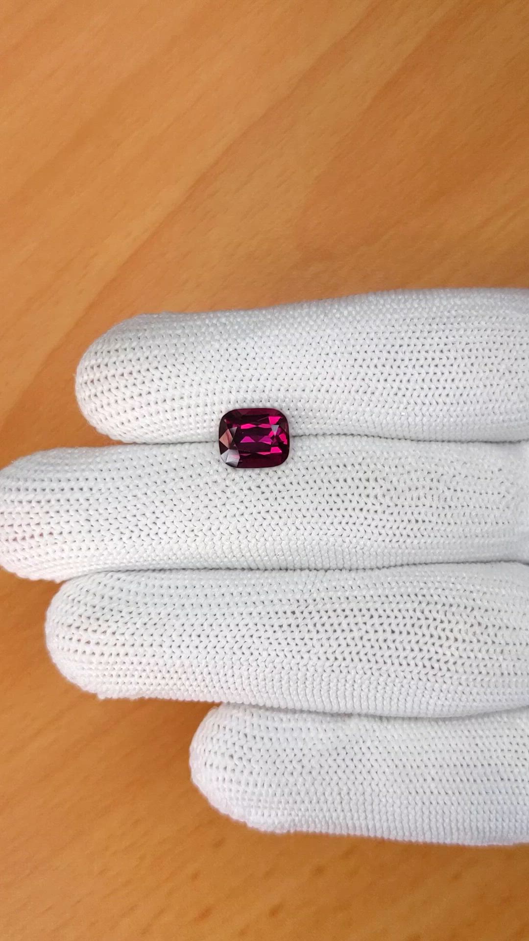3.06 Ct. Purplish Red Rhodolite Garnet from Ceylon (Sri Lanka) Size Video