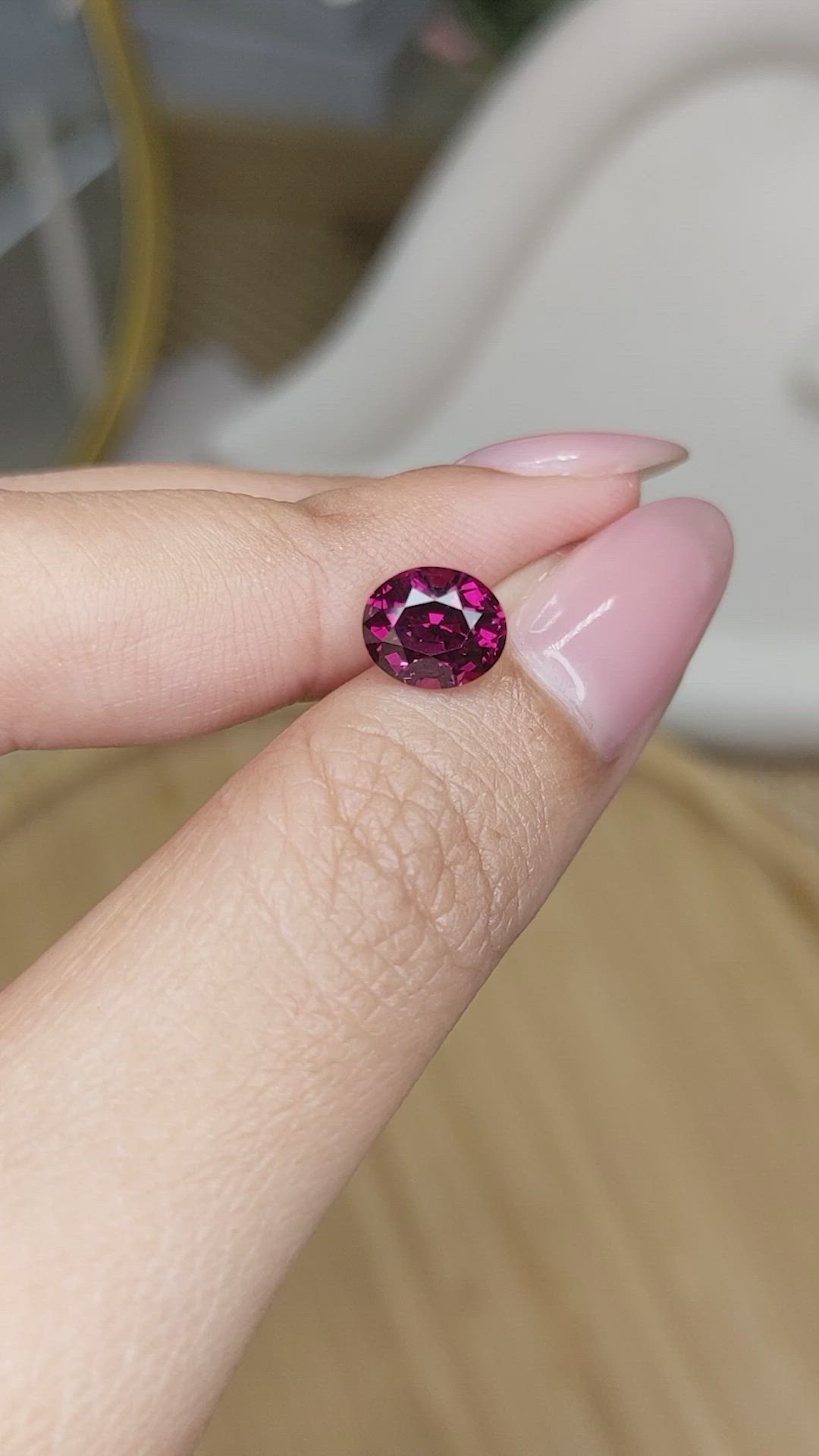 2.10 Ct. Reddish Purple Rhodolite Garnet from Ceylon (Sri Lanka) Size Video