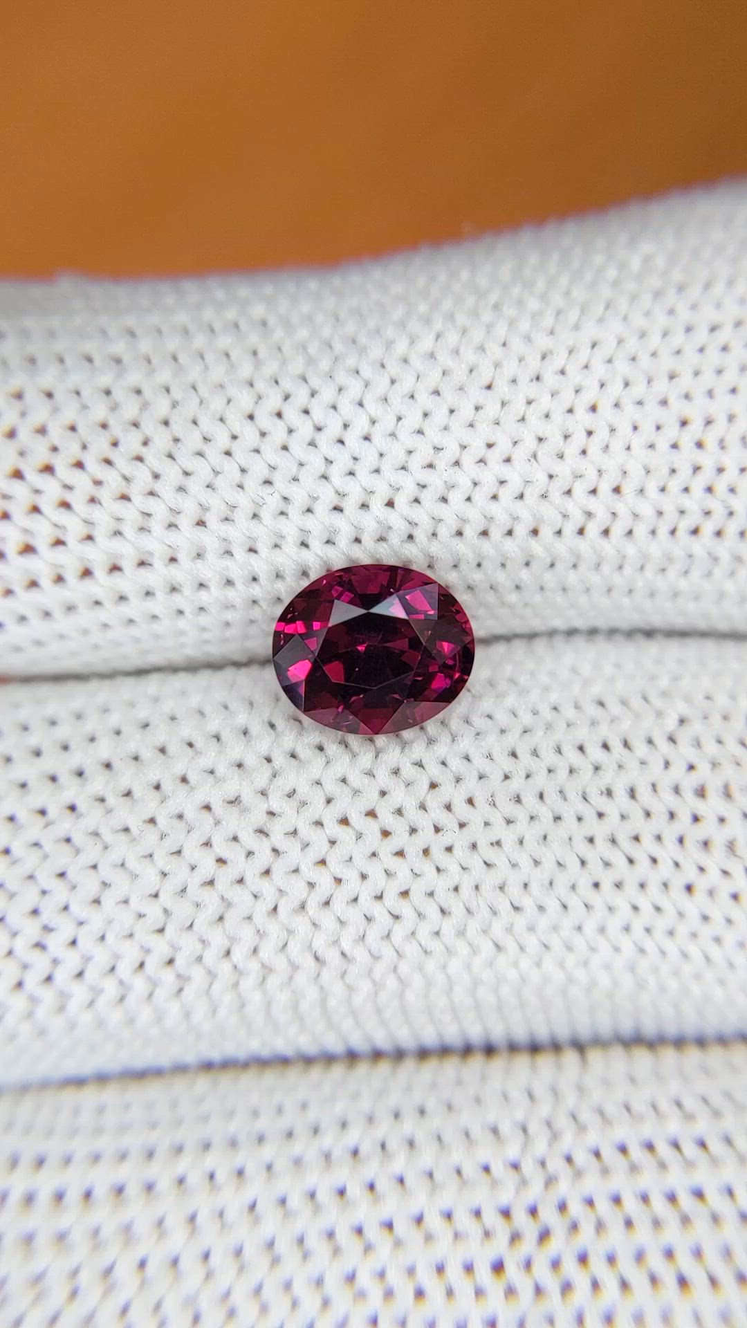 2.10 Ct. Reddish Purple Rhodolite Garnet from Ceylon (Sri Lanka) Size Video